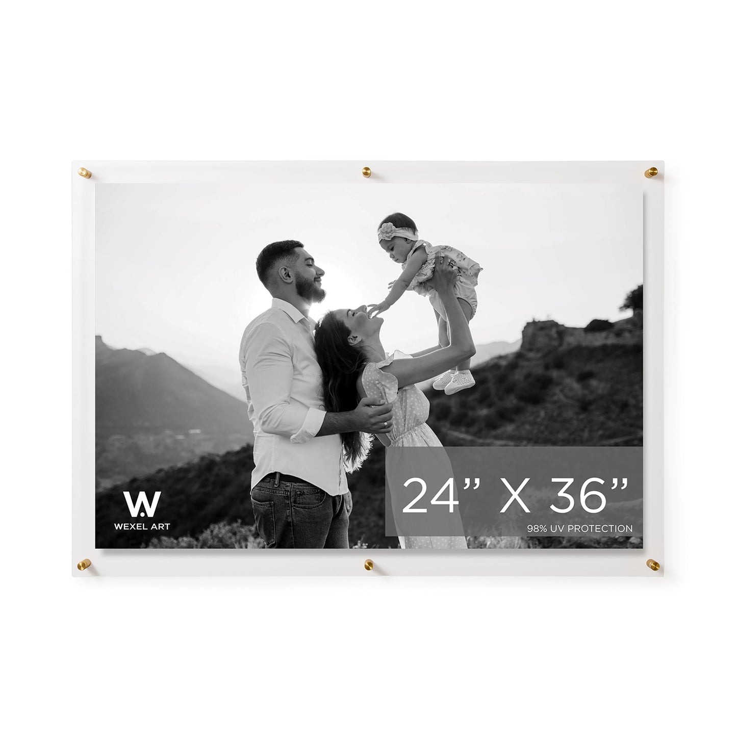 Case Pack of 2 24x36" Modern UV-Grade Acrylic Floating Wall Frame