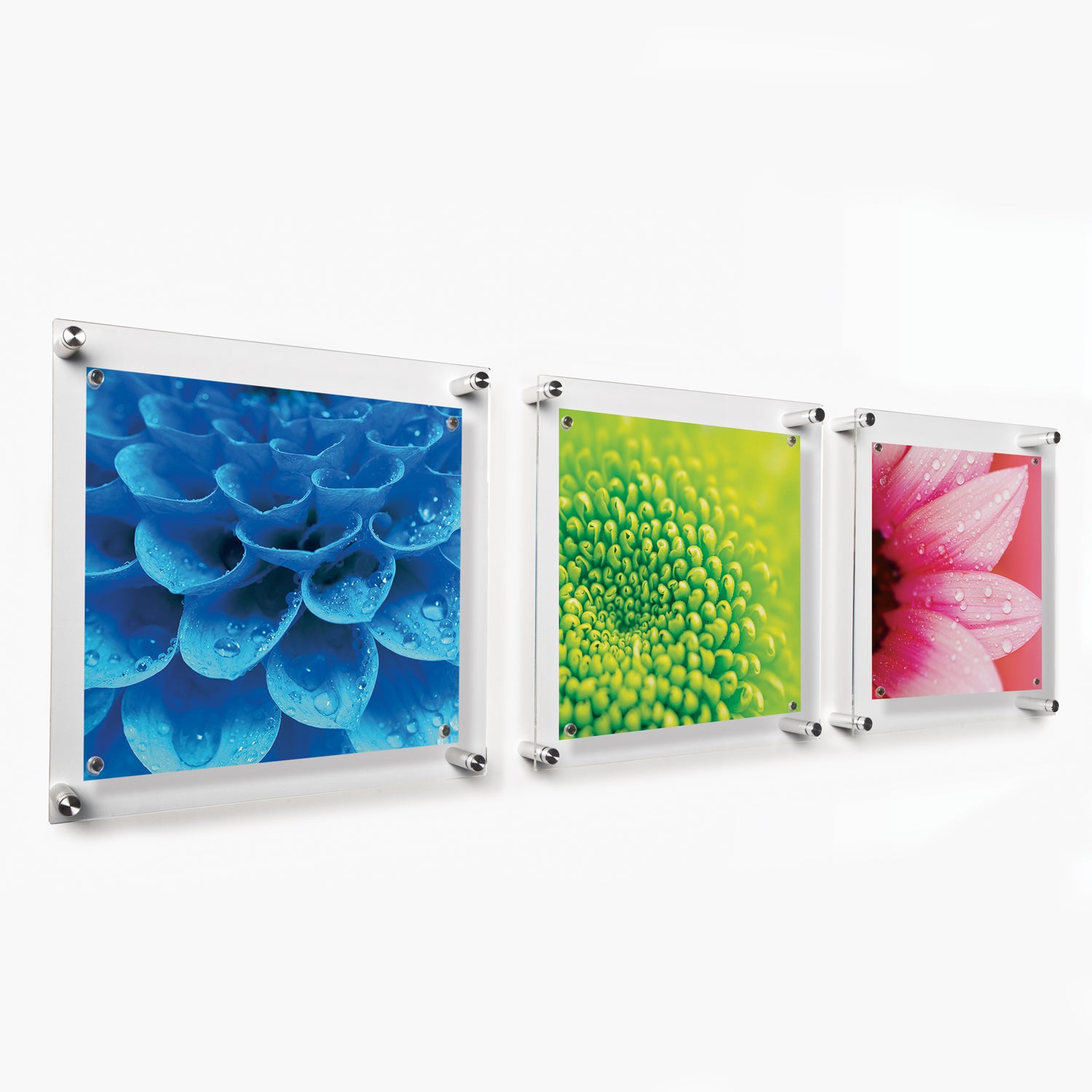 Trio: 3 Square 14" x 14" Single Panel + Magnets Frames for 12" x 12" Art