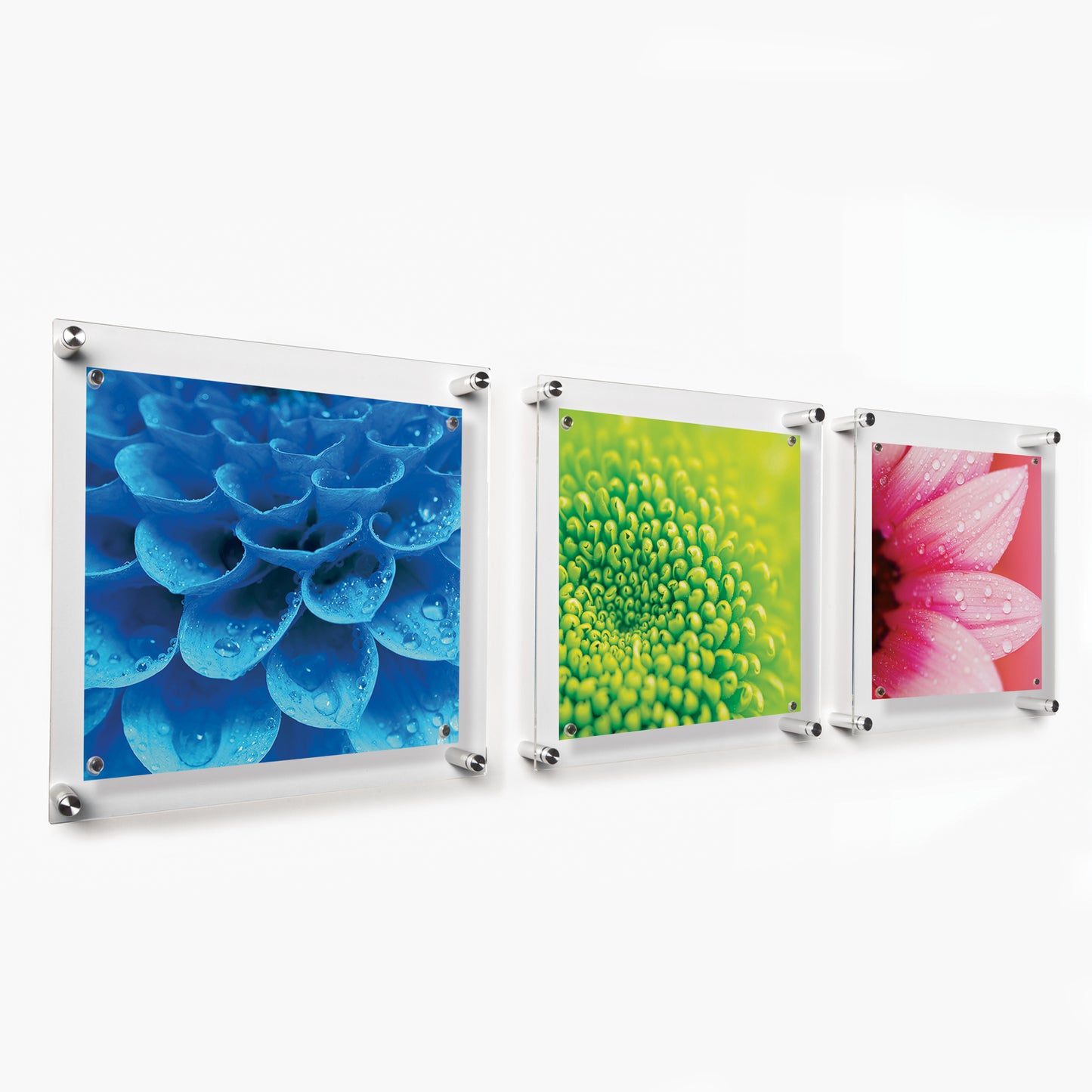 Trio: 3 Square 14" x 14" Single Panel + Magnets Frames for 12" x 12" Art
