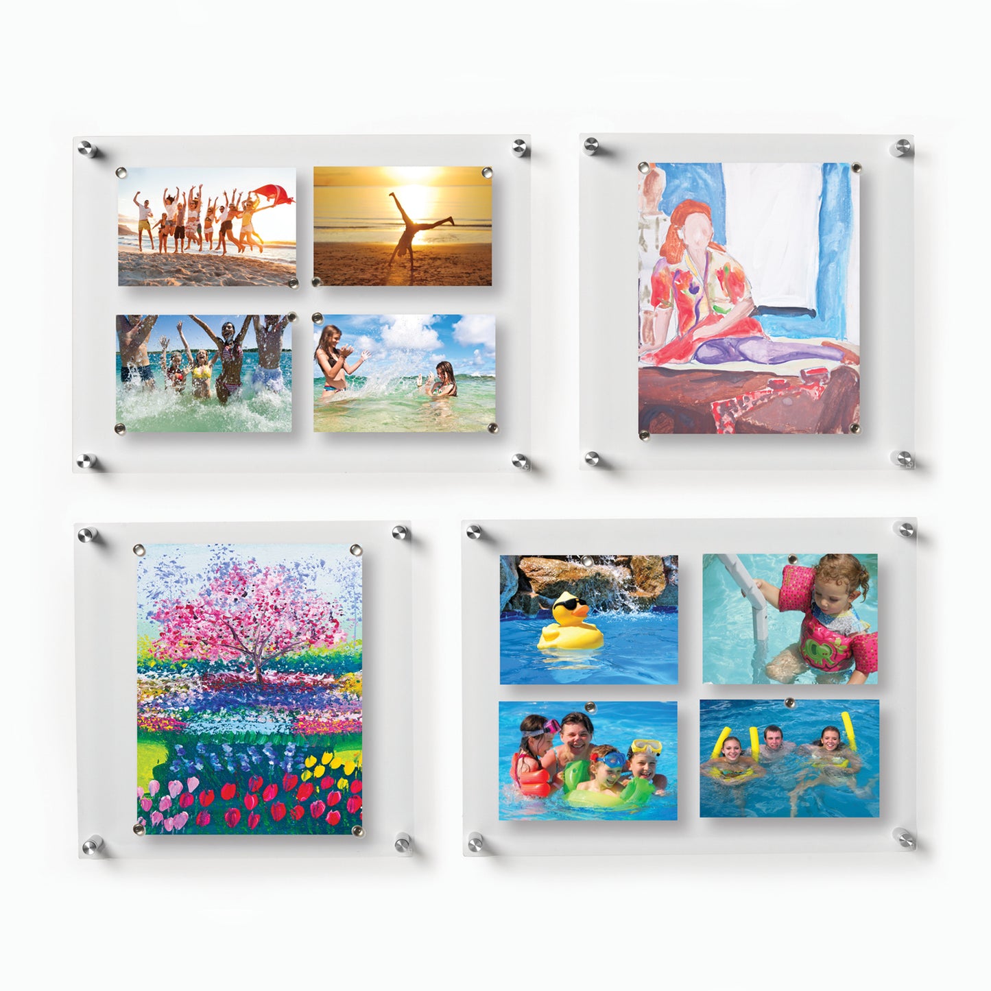 Set of 4 Mixed Single Panel Wall Frames Pinwheel