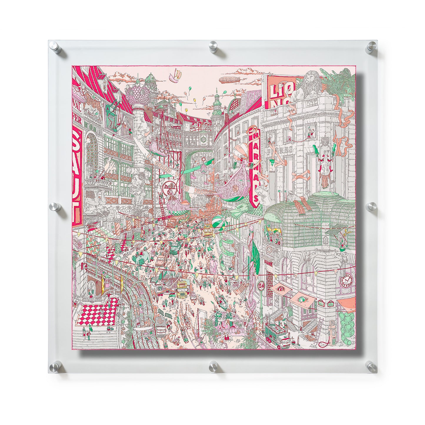 36x36" Floating Clear Acrylic Scarf Frame (Frame Size 40x40")