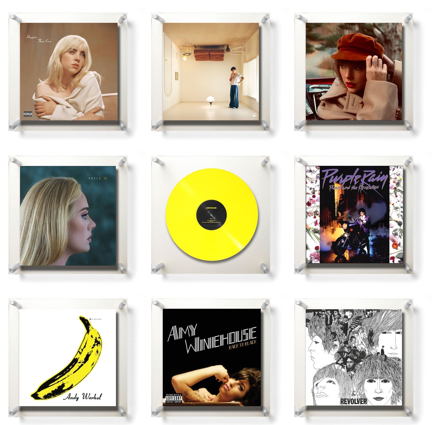 Record Album Frame with 12x12" Acrylic Mat (Album Cover or Vinyl)