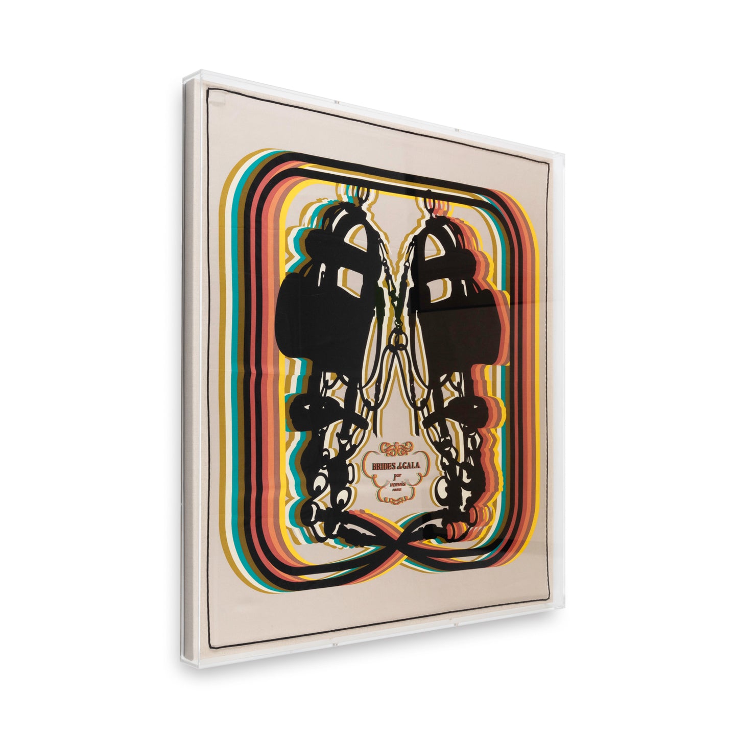 Framed Hermès Bride De Gala Shadow Scarf Fall Colors in a 36x36x2 Shadowbox