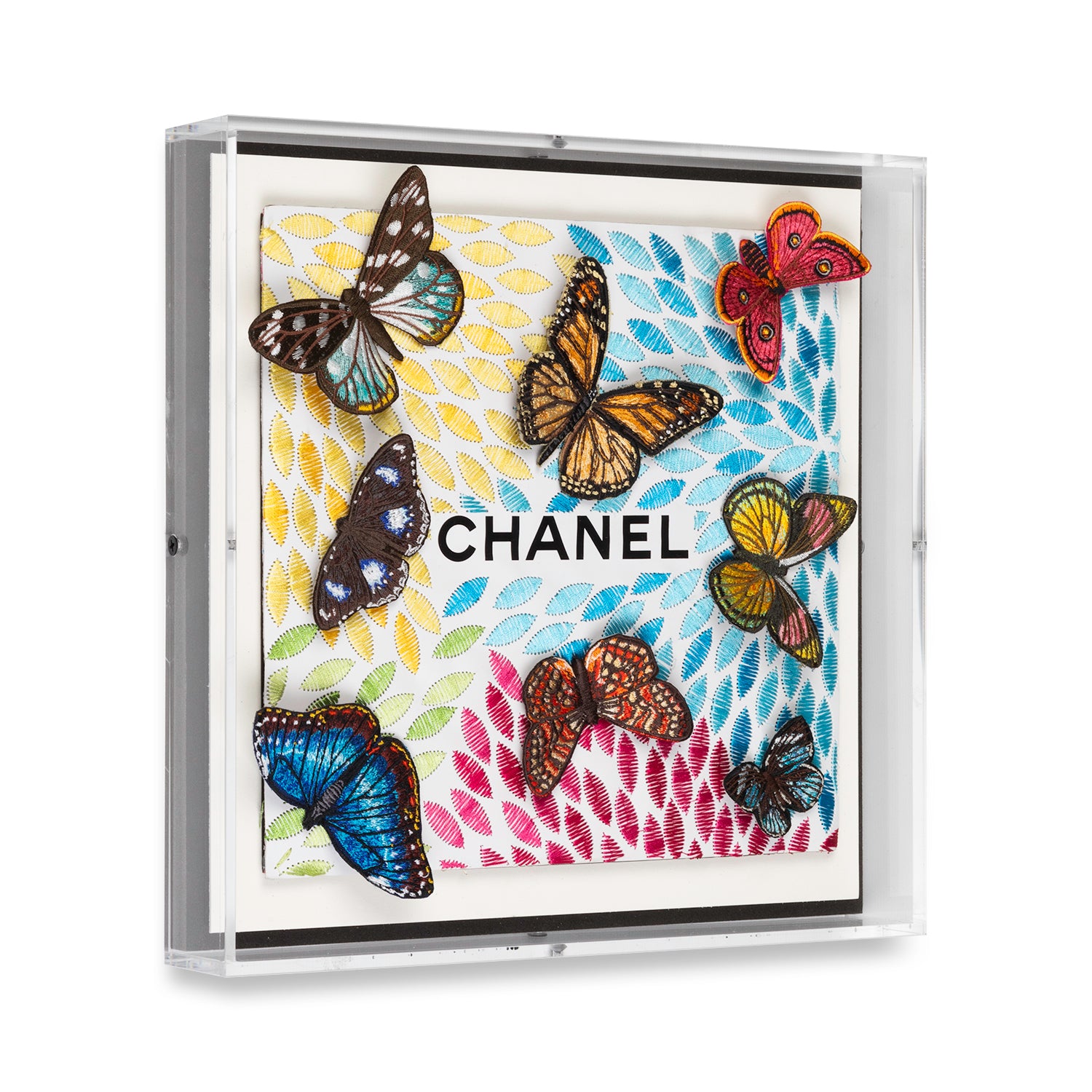 Chanel Petals with Butterflies by Stephen Wilson 12x12x2