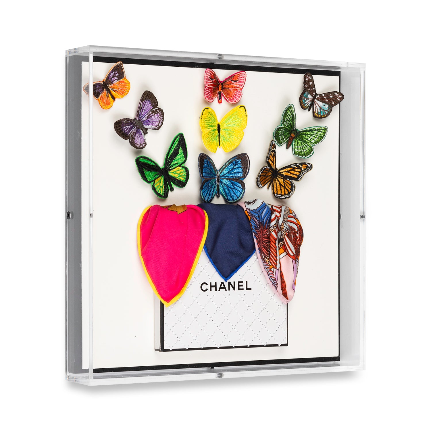 Chanel White Butterfly Surprise by Stephen Wilson (12x12x2