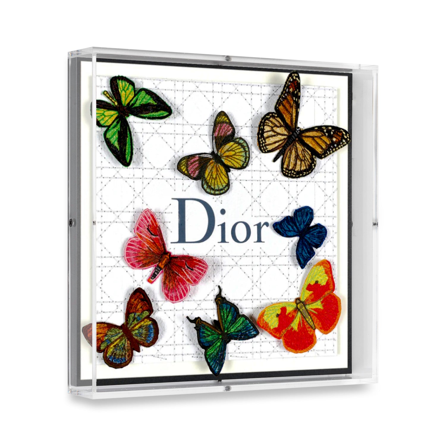 Dior White Butterfly Swarm by Stephen Wilson (12x12x2")