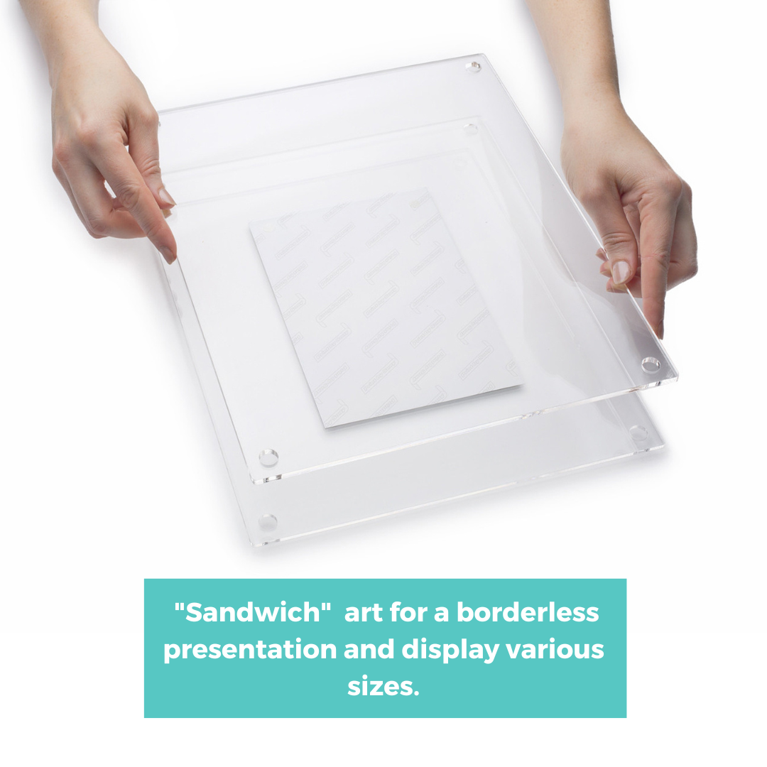 8x10" Photo Floating Acrylic Clear Picture Frame (Frame Size 12x15")