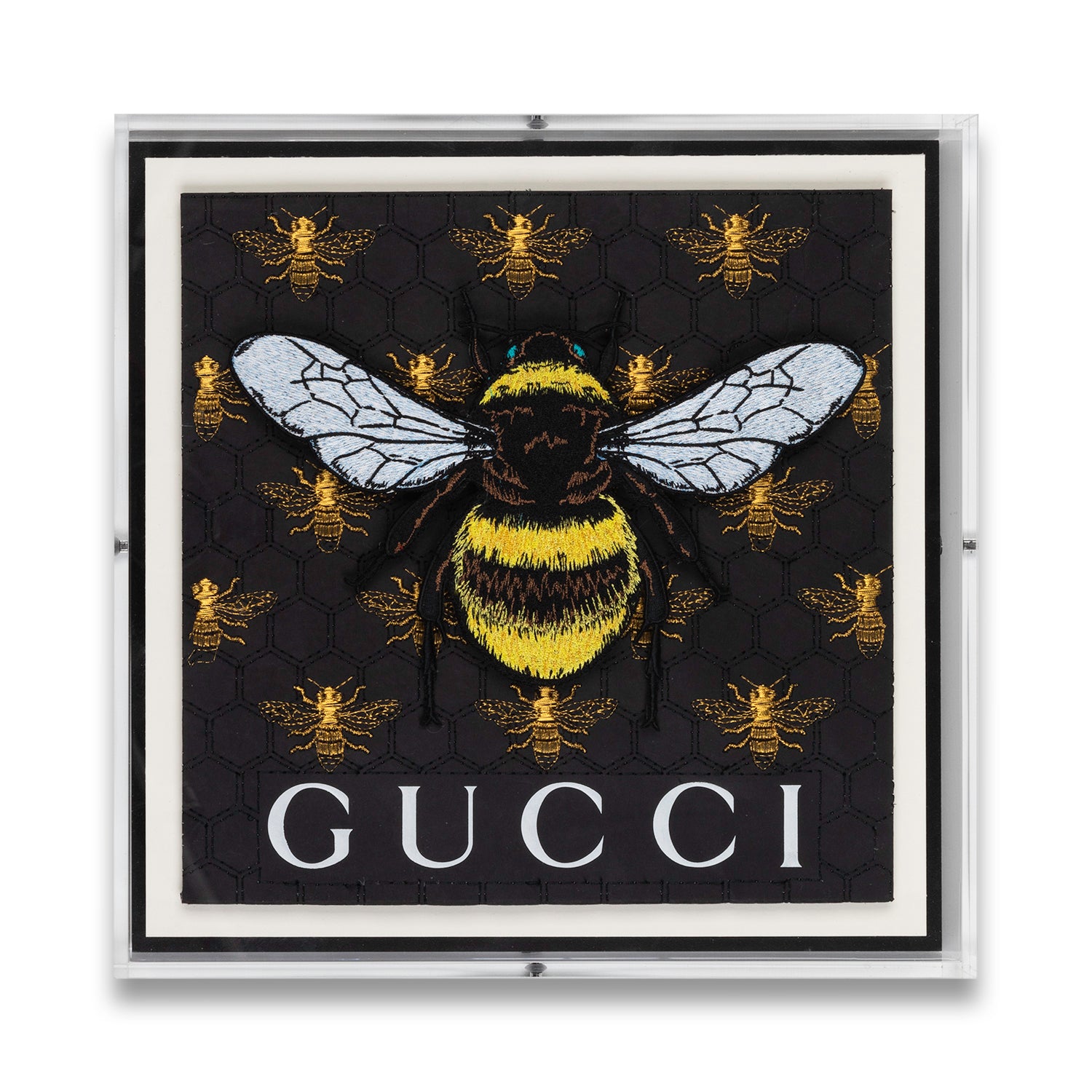 Gucci Yellow Bee on Black by Stephen Wilson 12x12x2