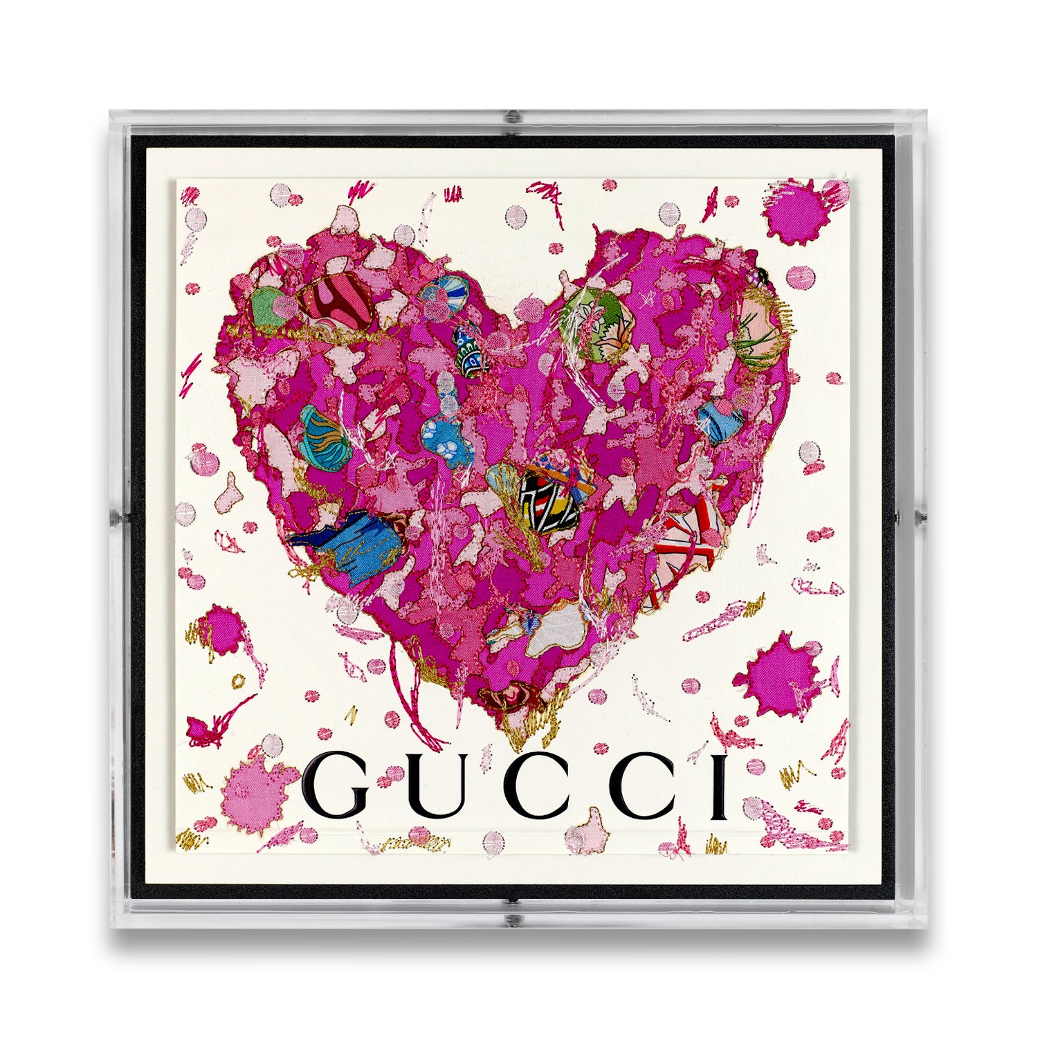Gucci Pink Graffiti Heart by Stephen Wilson (12x12x2")