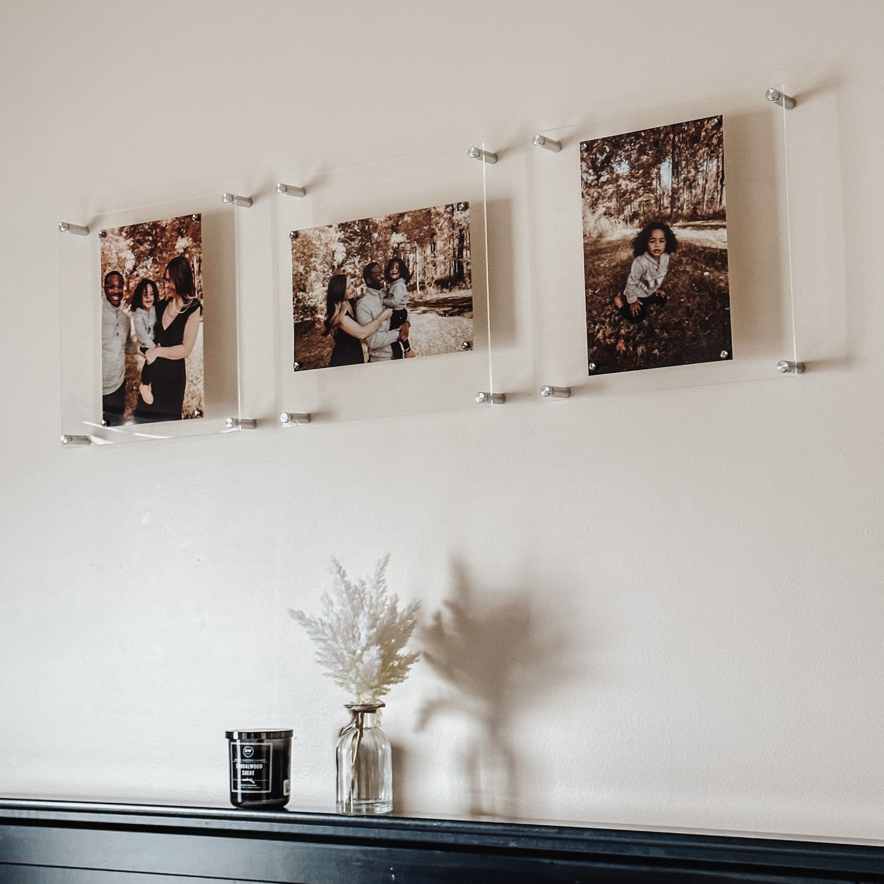 Trio: 3 Square 14" x 14" Single Panel + Magnets Frames for 12" x 12" Art