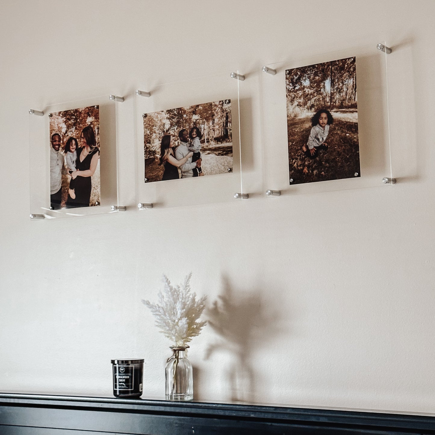 Trio: 3 Square 14" x 14" Single Panel + Magnets Frames for 12" x 12" Art