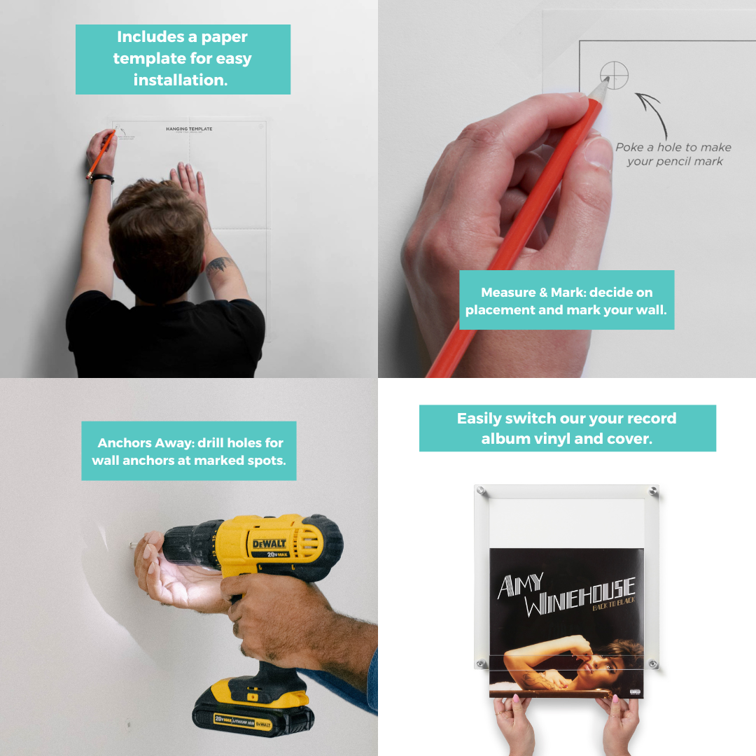 Case Pack of Five Record Album Frames with 12x12" Acrylic Mat (for Sleeve or Vinyl)
