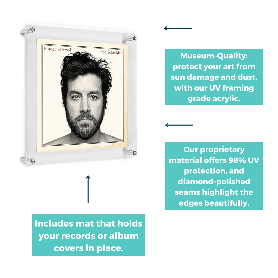 Case Pack of Five Record Album Frames with 12x12" Acrylic Mat (for Sleeve or Vinyl)