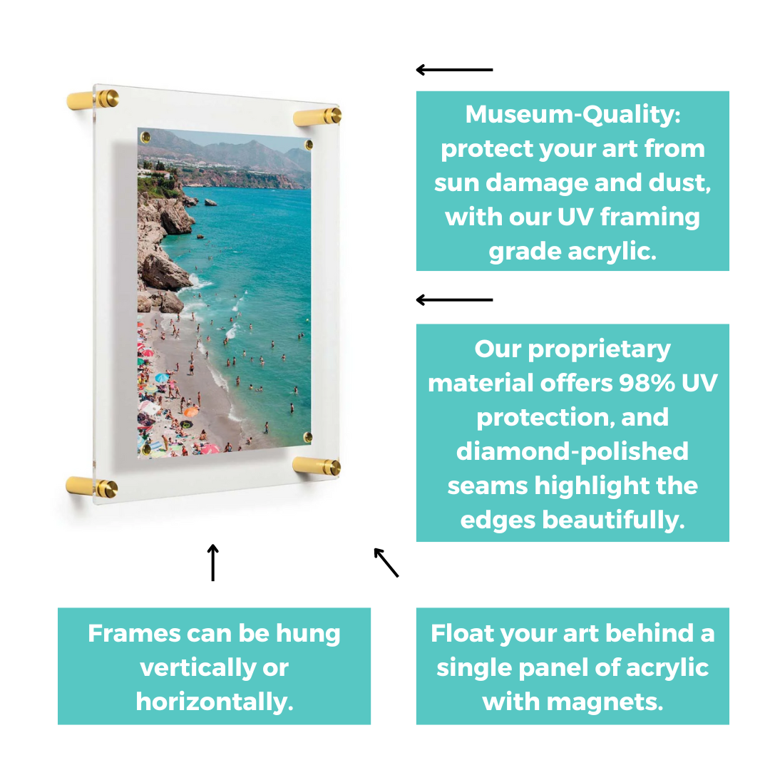 23" x 8" Panoramic Easy-Change Float Frame + Magnets for 5" x 7" Art