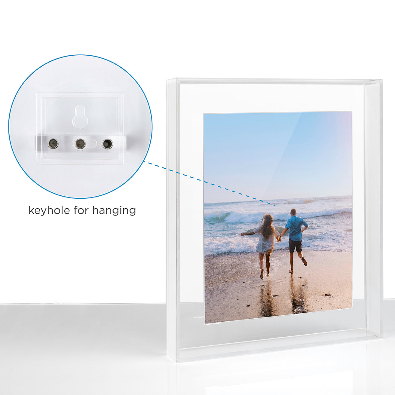 Float Frame for Tabletop or Wall with Magnetic Photo Holder