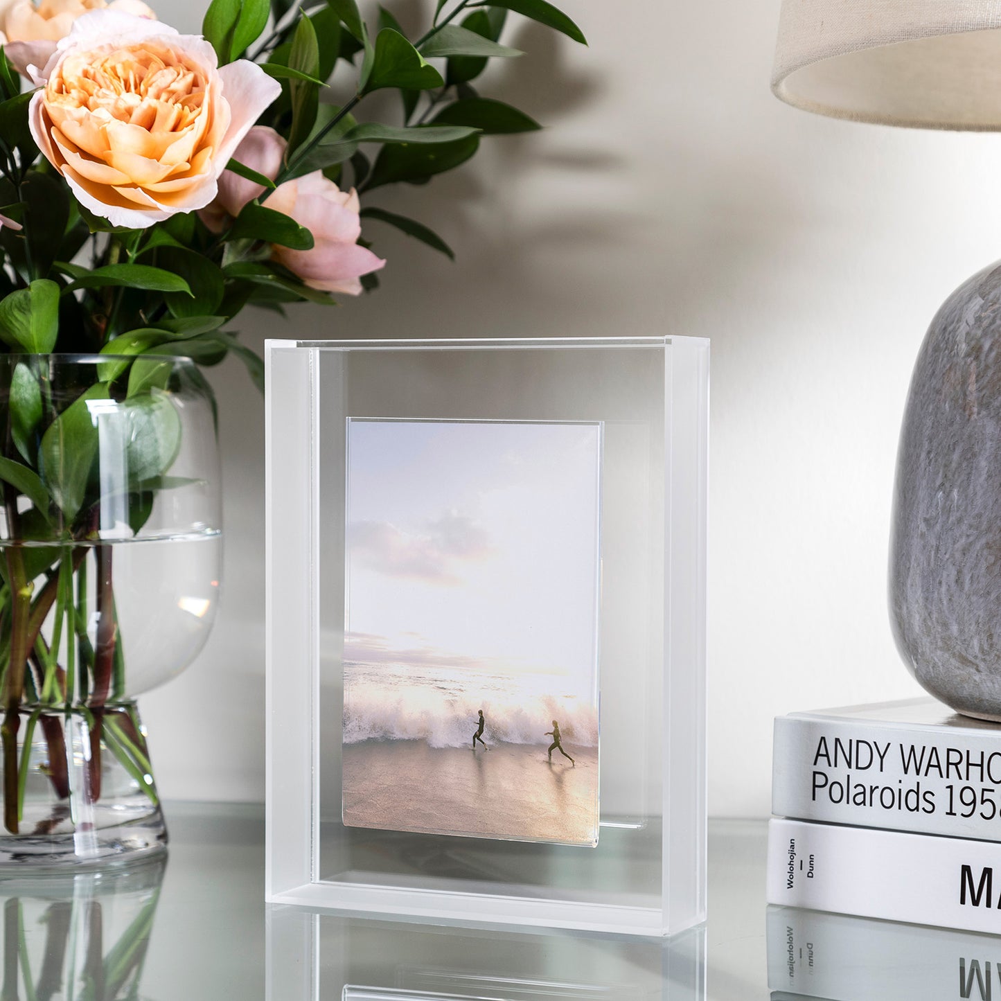 Float Frame for Tabletop or Wall with Magnetic Photo Holder
