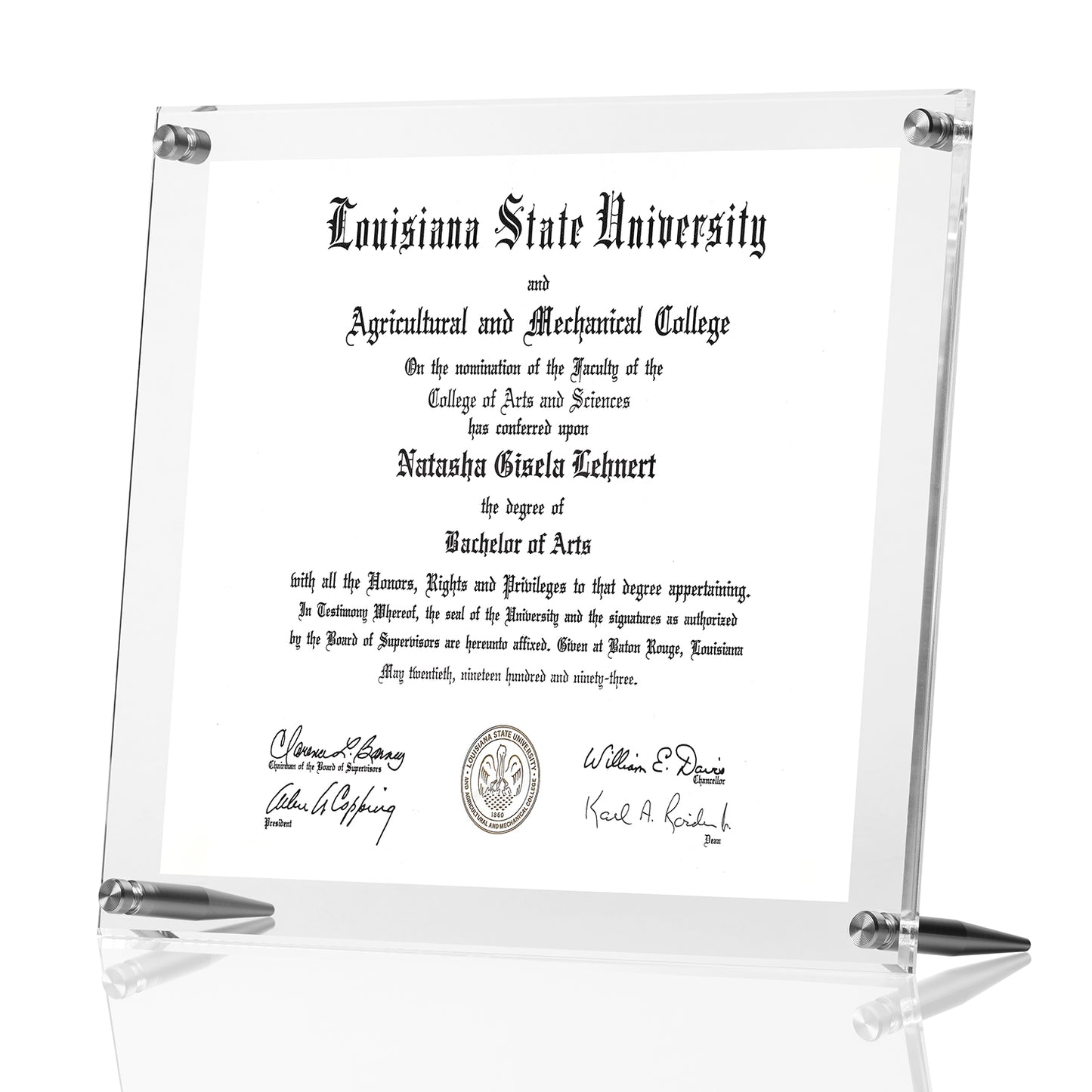 Acrylic Bevel Tabletop Float Frame for 9x12" Art or Certificates