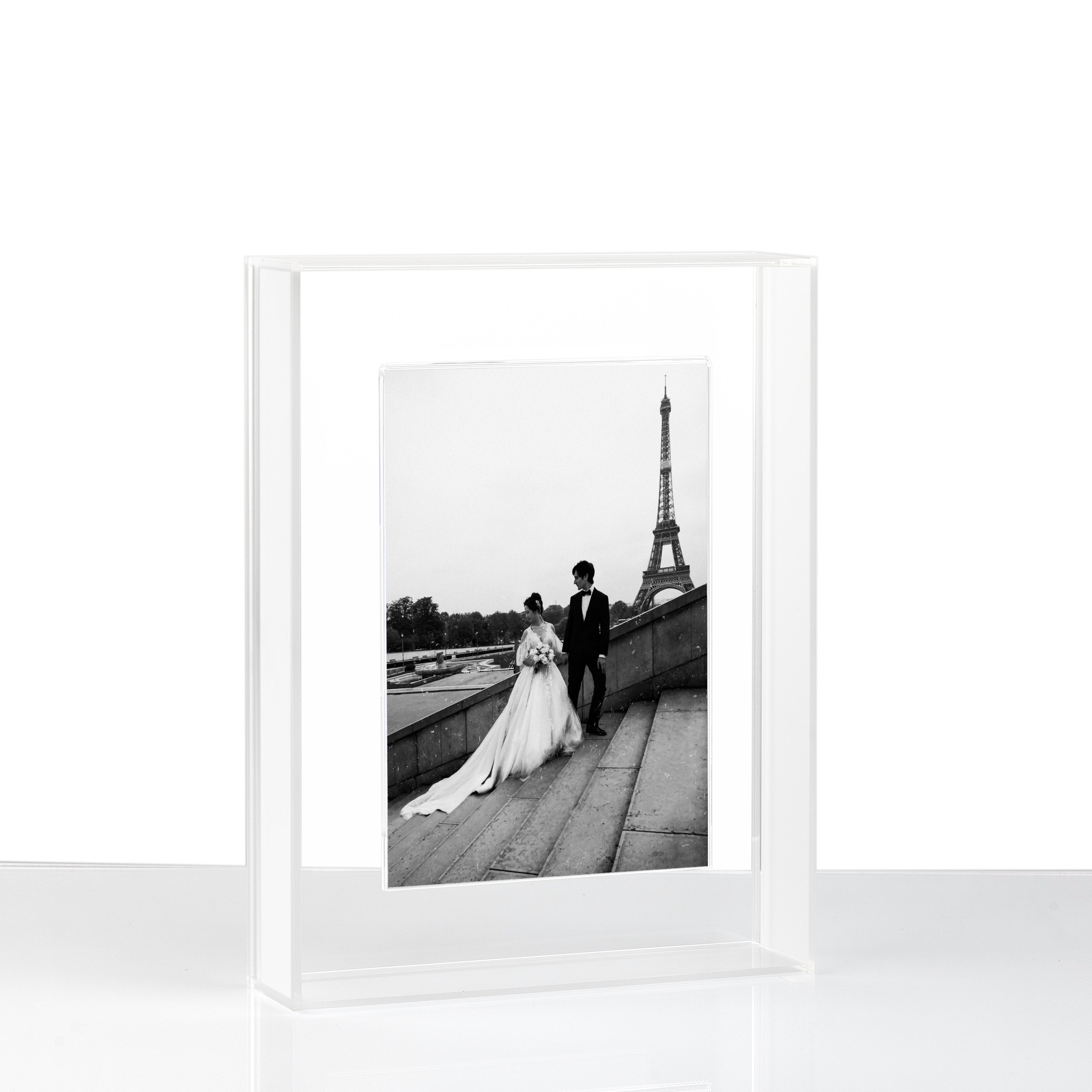 Clear Frost Wedding Magnetic Float Frame