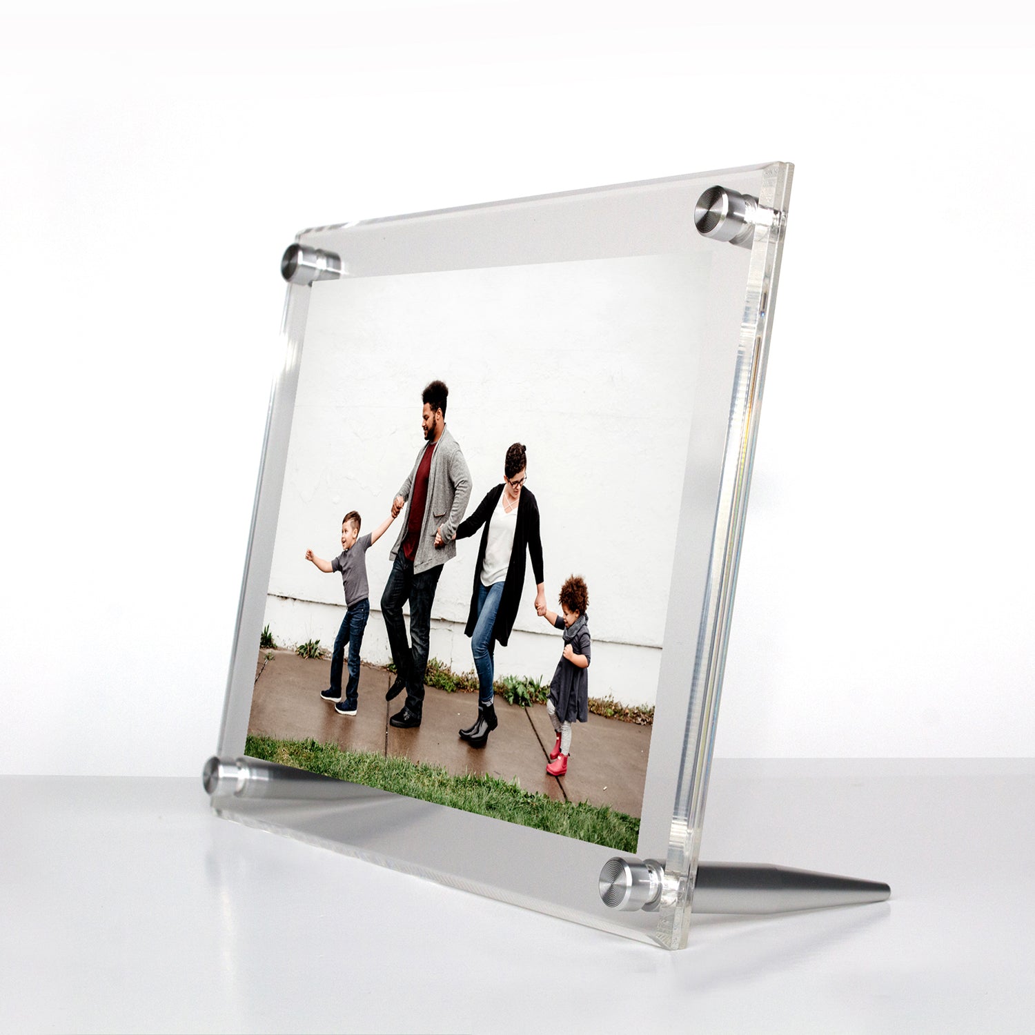 Buy Wholesale QI004066 Modern Metal Floating Tabletop Photo Picture Frame  with Glass Cover and Easel Stand