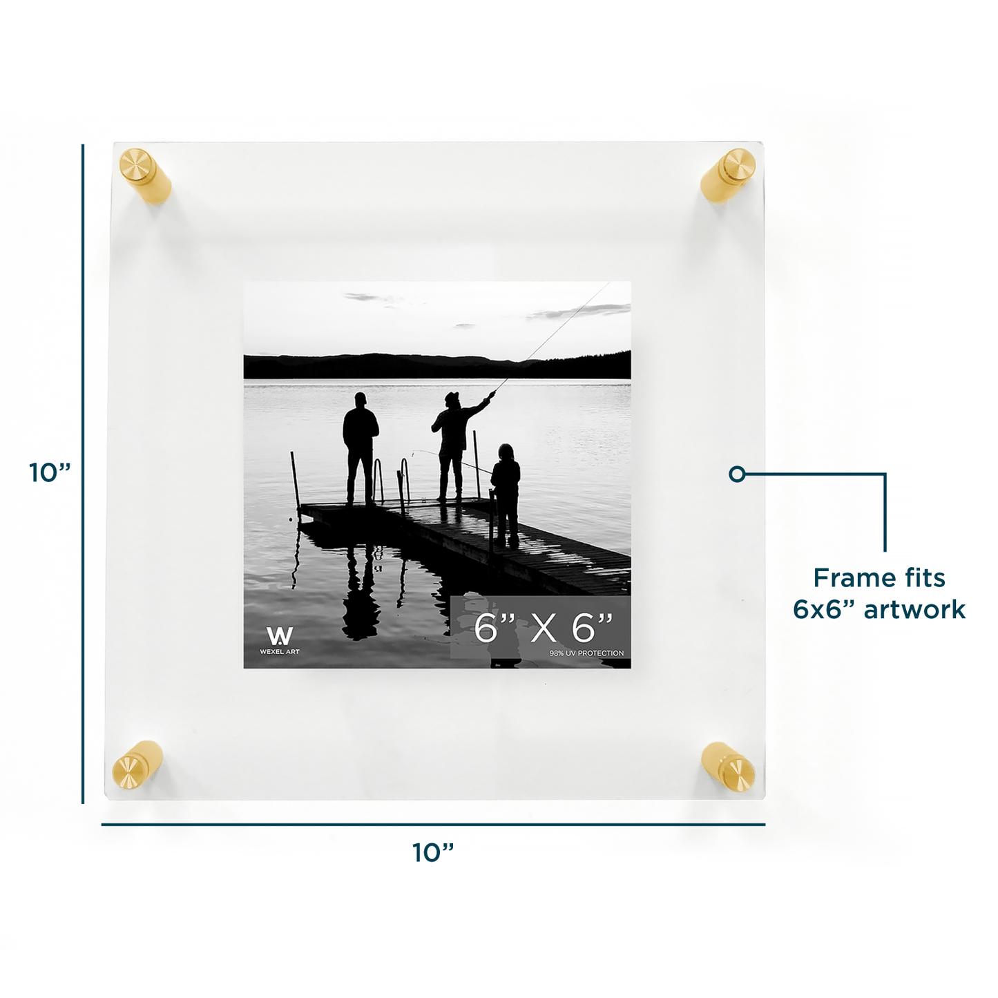6x6" Modern UV-Grade Acrylic Floating Wall Frame