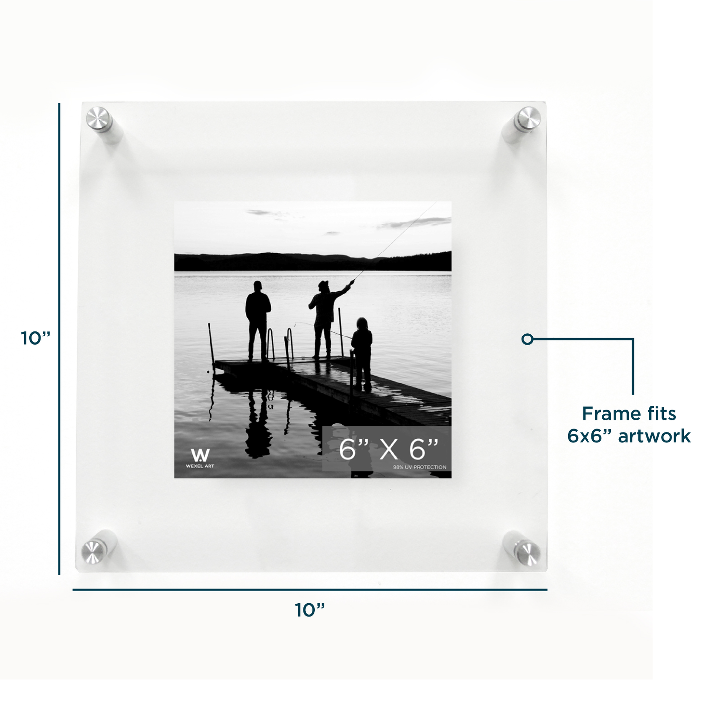 6x6" Modern UV-Grade Acrylic Floating Wall Frame