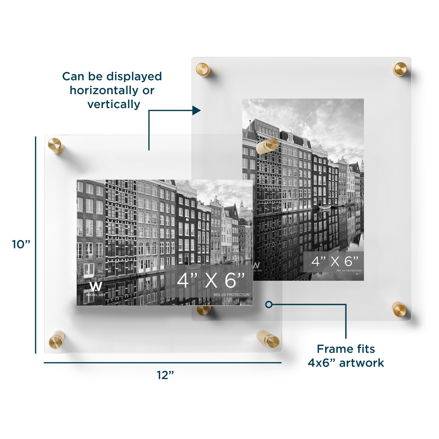 4x6" Modern UV-Grade Acrylic Floating Wall Frame