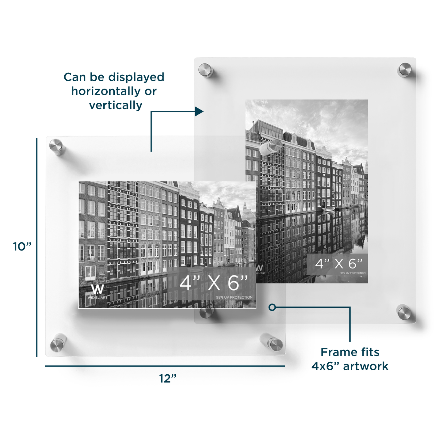 4x6" Modern UV-Grade Acrylic Floating Wall Frame