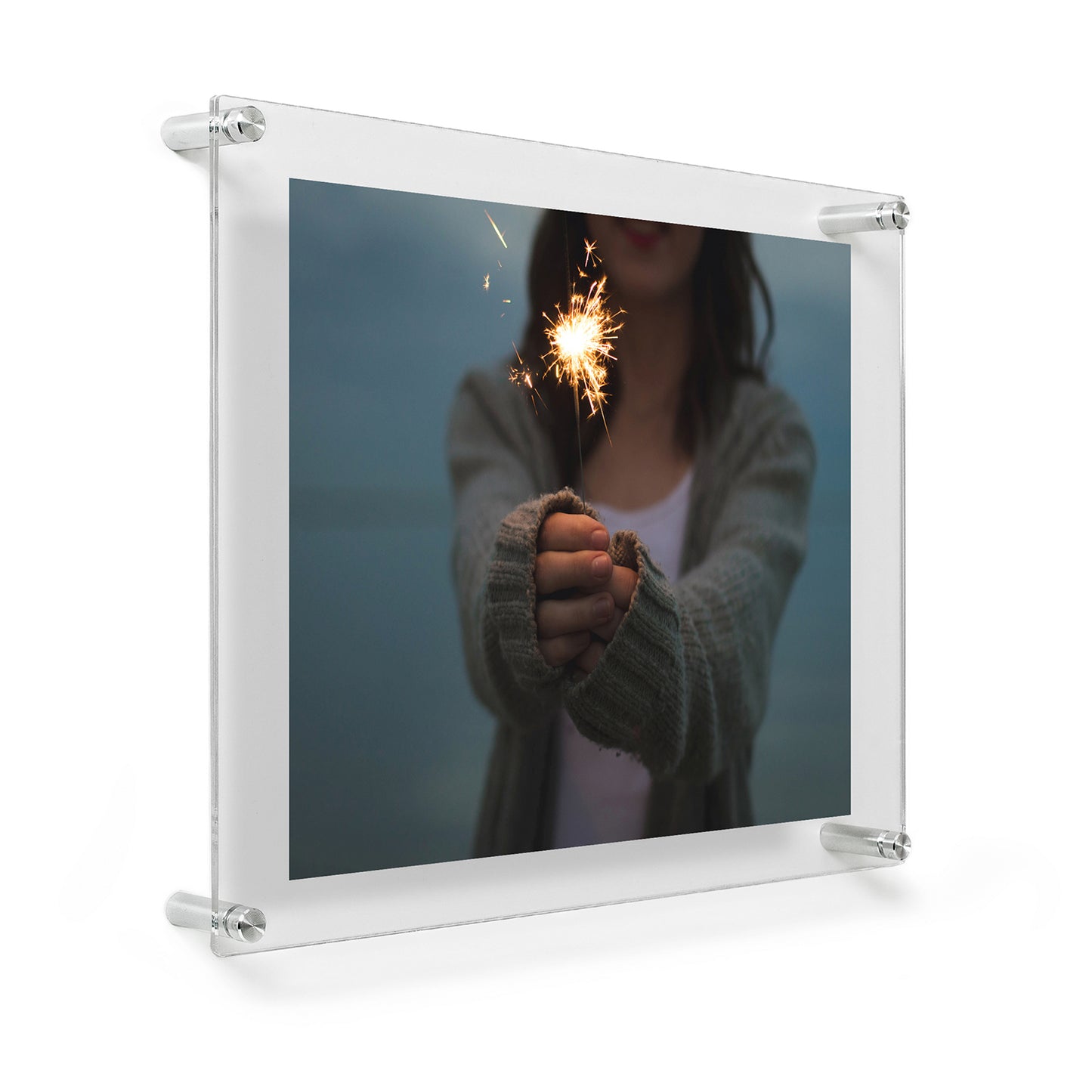 8x10" Photo Floating Acrylic Clear Picture Frame (Frame Size 12x15")