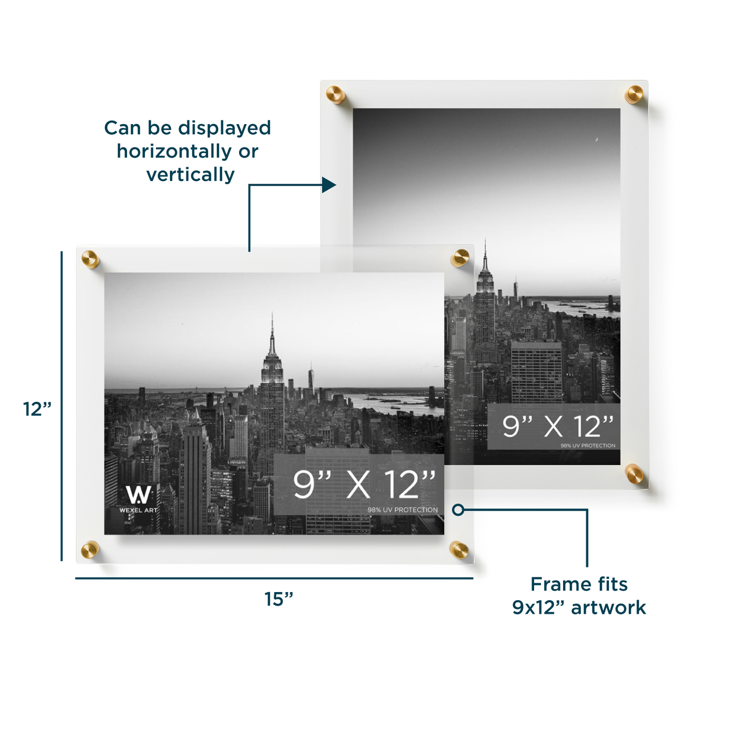 9x12" Modern UV-Grade Acrylic Floating Wall Frame