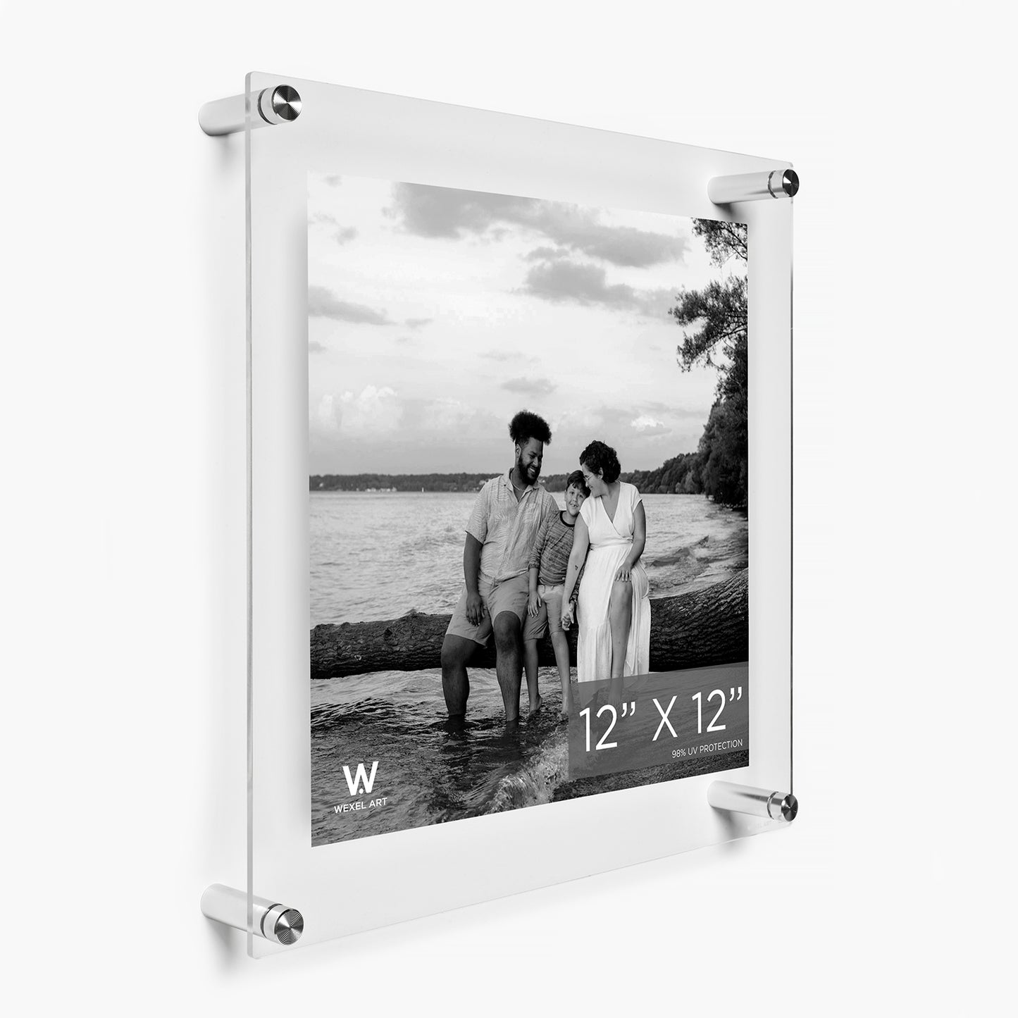 12x12" Photo Double Panel Acrylic Clear Picture Frame (Frame Size 15x15")