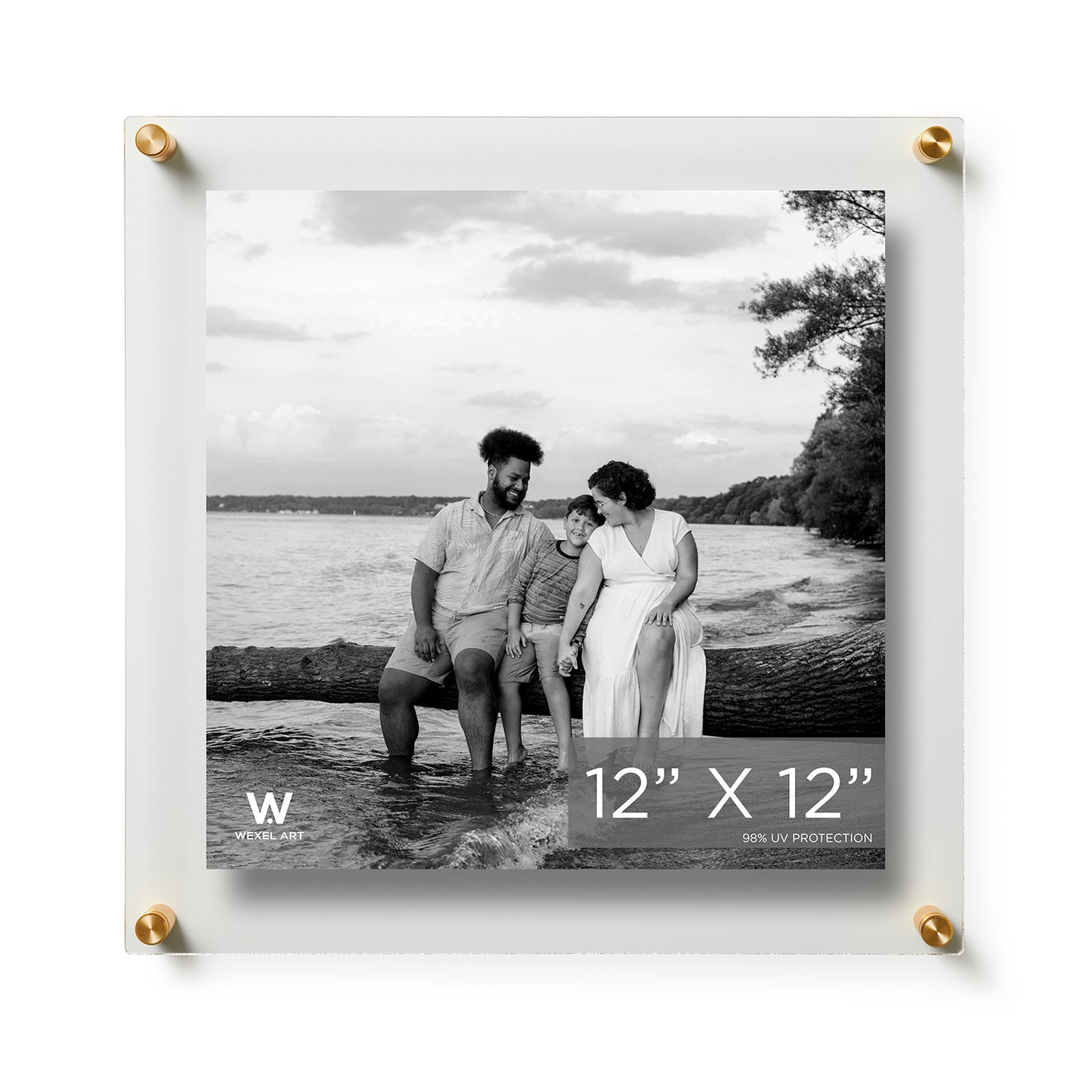 12x12" Photo Double Panel Acrylic Clear Picture Frame (Frame Size 15x15")