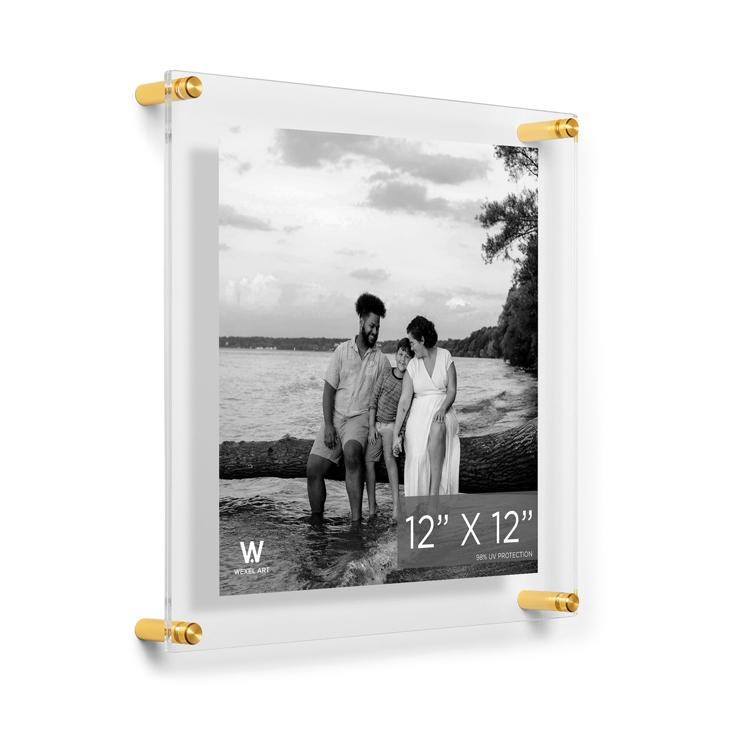 12x12" Photo Double Panel Acrylic Clear Picture Frame (Frame Size 15x15")