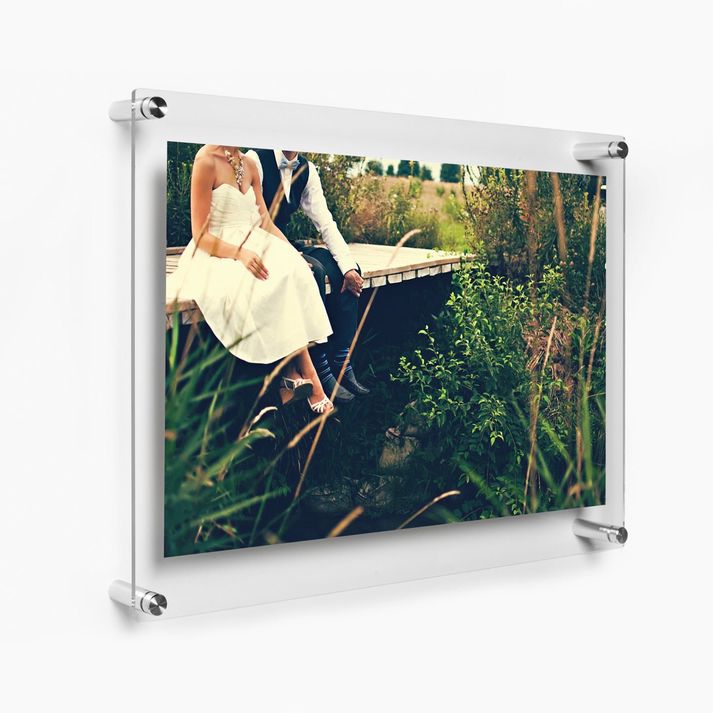 11x17" Photo Floating Acrylic Clear Picture Frame (Frame Size 15x21")