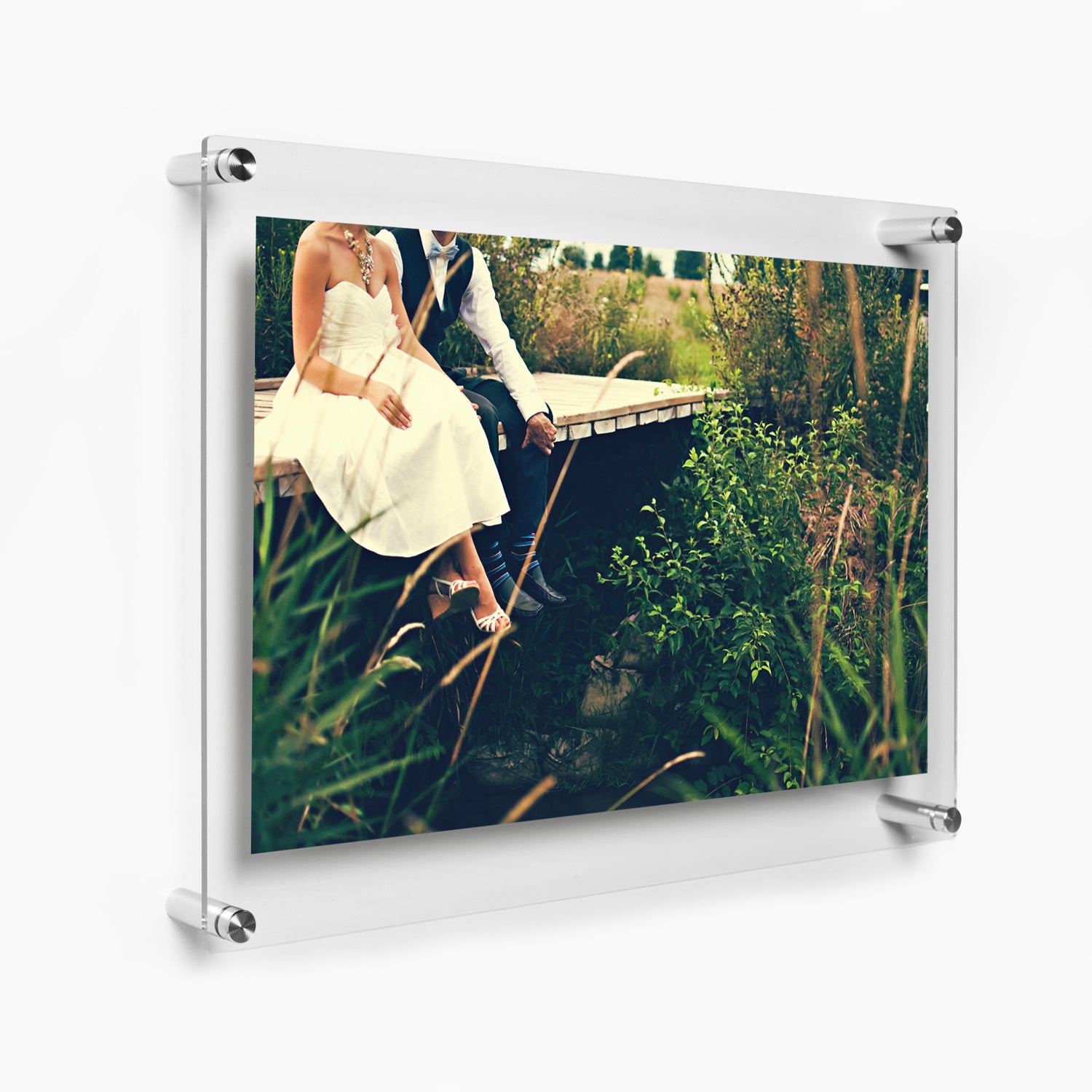Wexel Art Acrylic Panel Frame - Double Panel, Tabletop, Gold Hardware