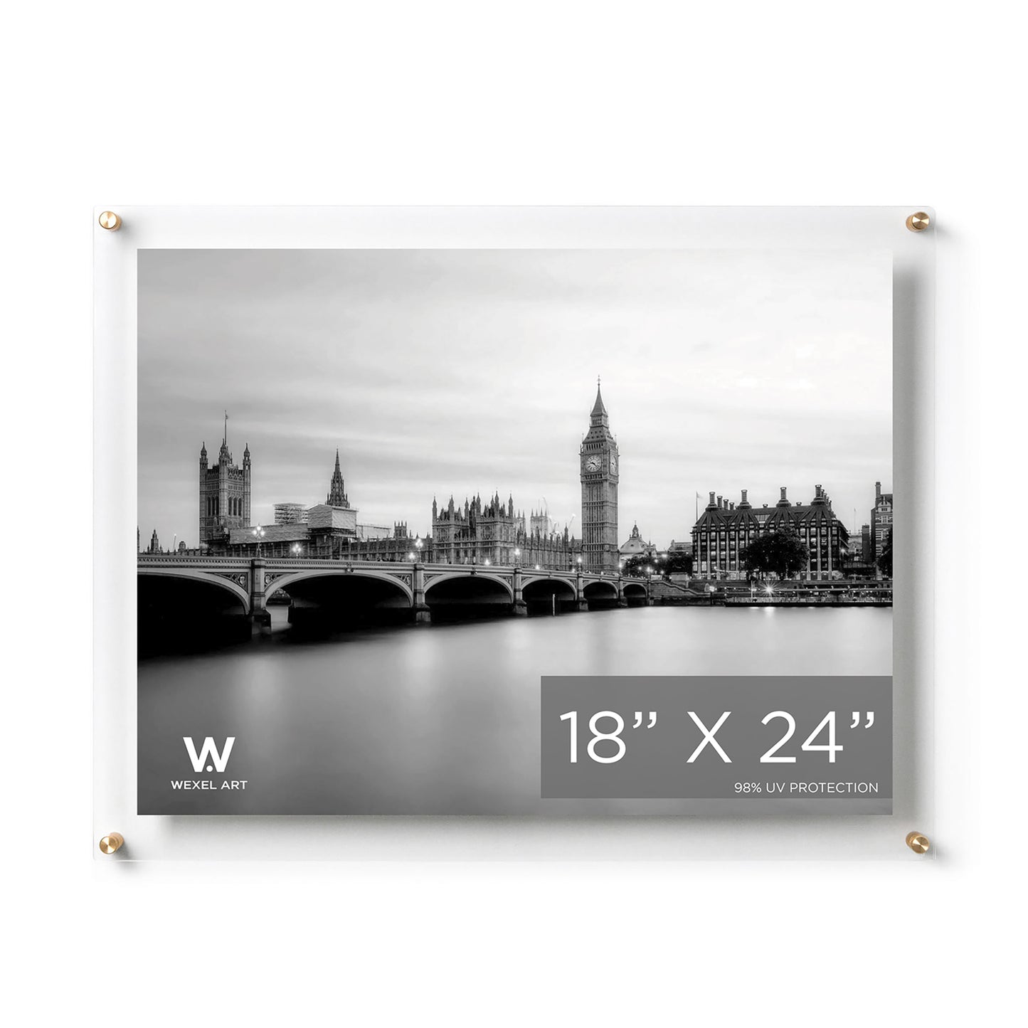 18x24" Photo Floating Acrylic Clear Picture Frame (Frame Size 21x27")