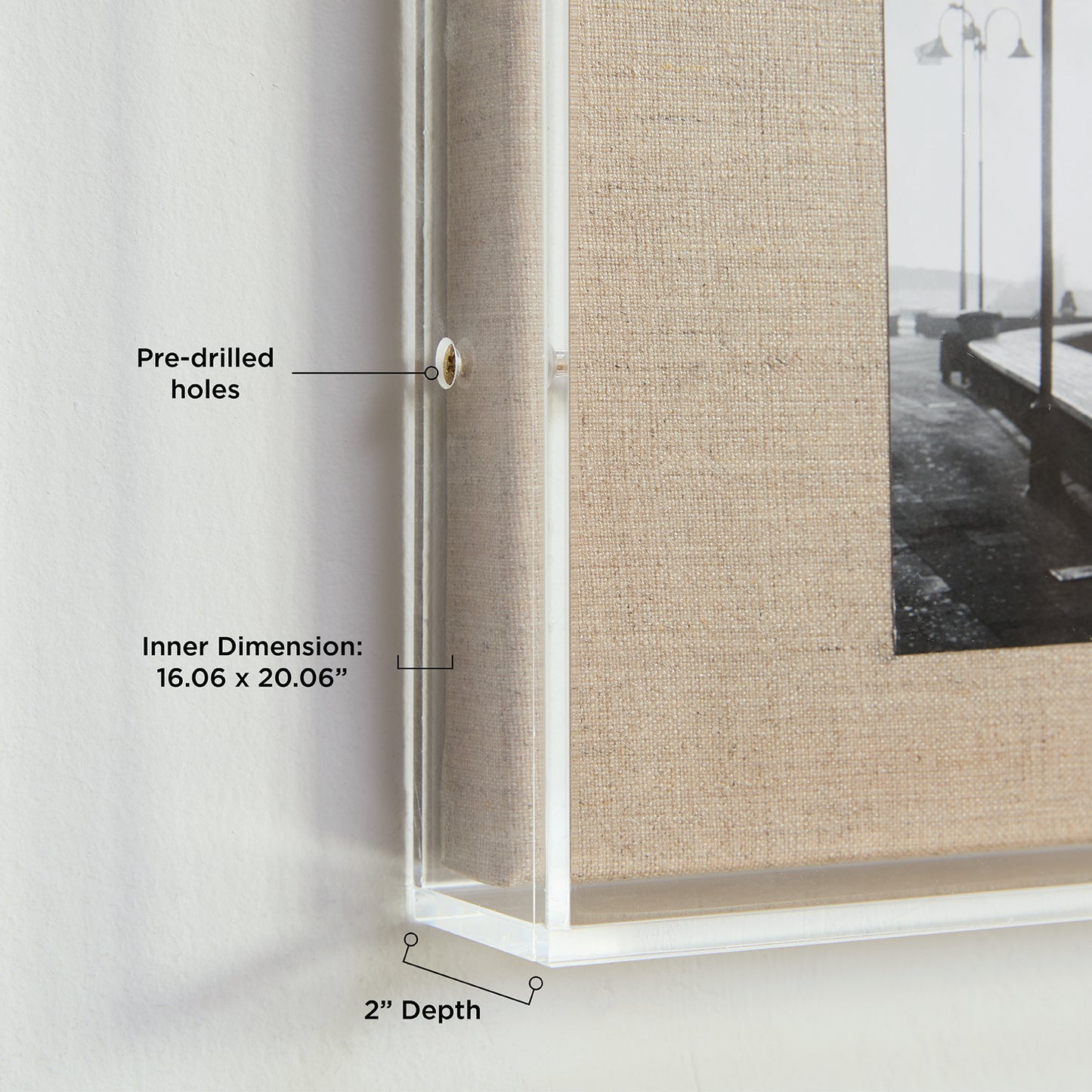 Modern UV-Grade Acrylic Shadowbox with Linen Canvas 2" Depth