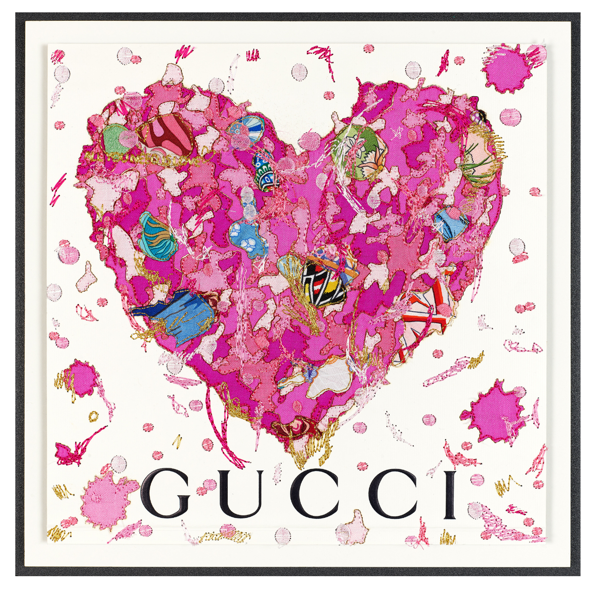 Gucci Pink Graffiti Heart by Stephen Wilson (12x12x2")