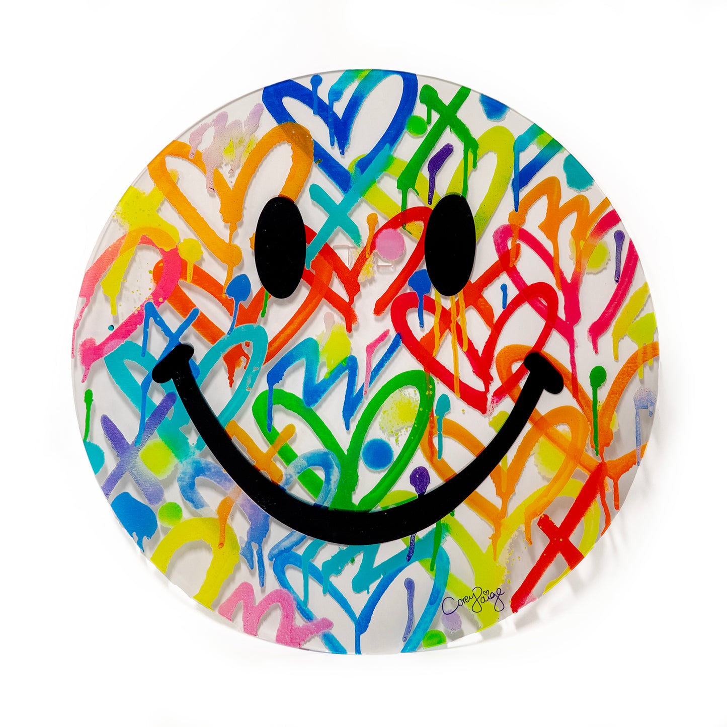 Graffiti Hearts Happy Face by Corey Paige