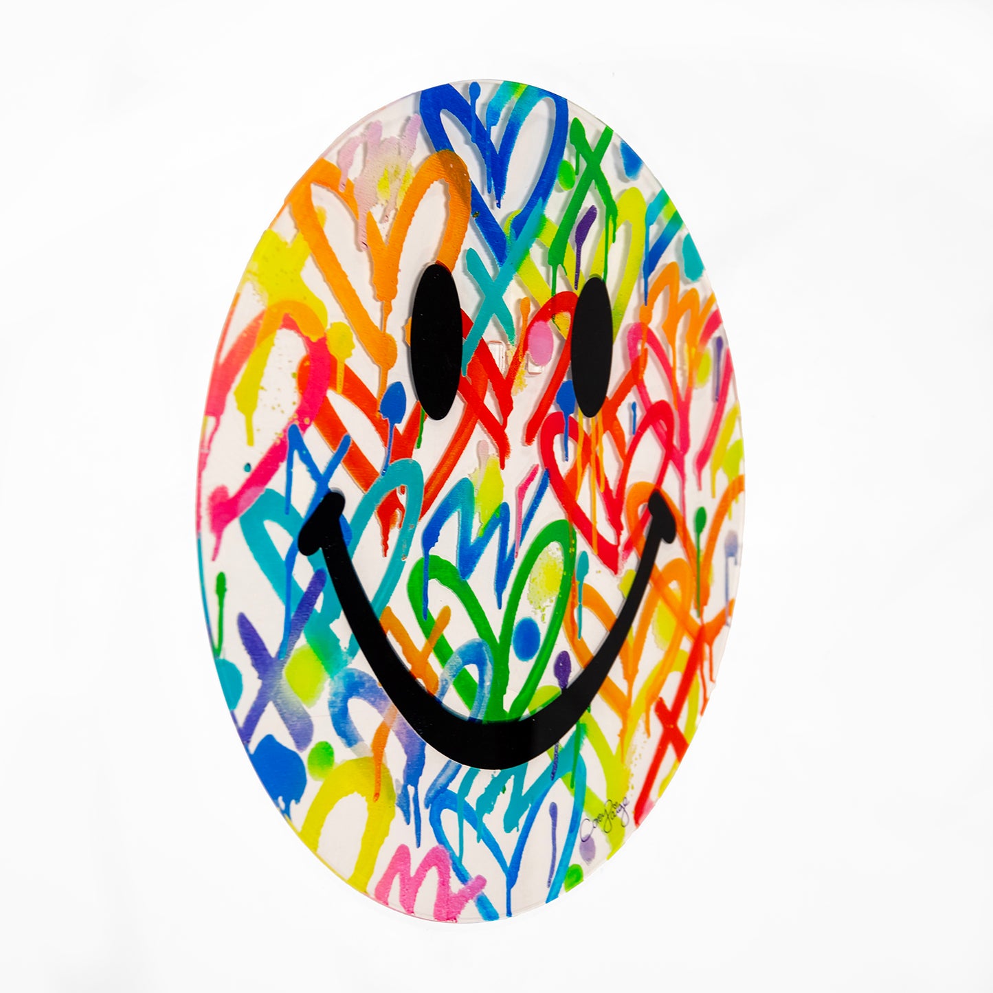 Graffiti Hearts Happy Face by Corey Paige