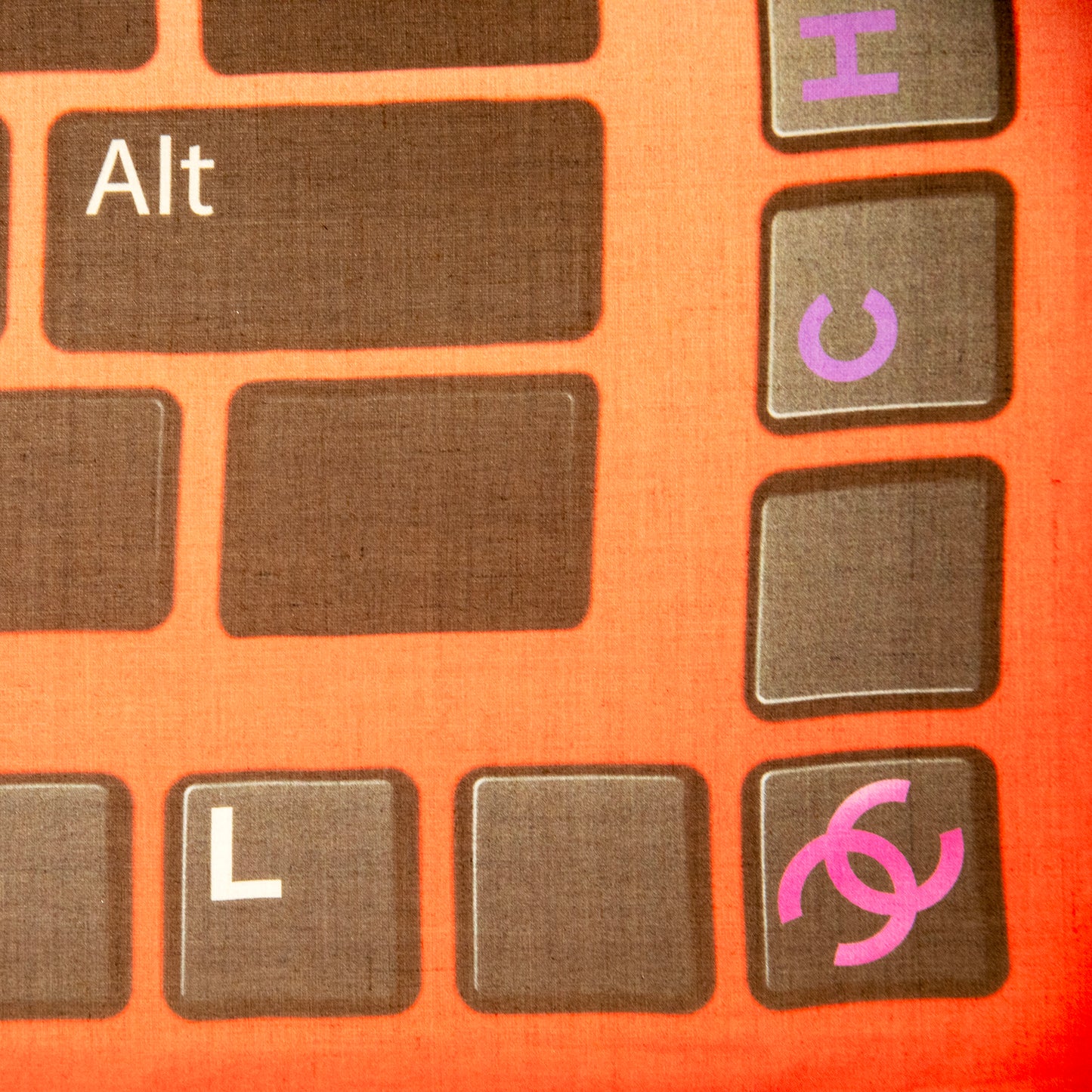 Framed Chanel Interlocking C Logo Keyboard Silk Scarf in 58x58x2" Shadowbox