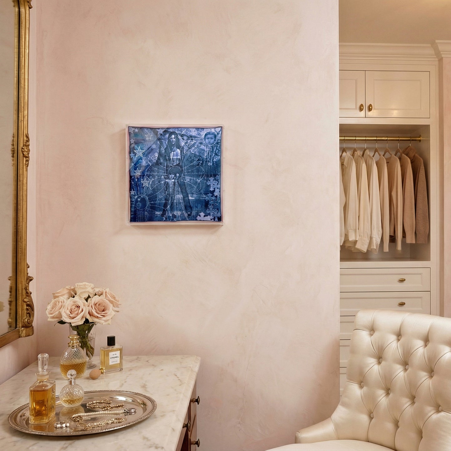 Framed Bella Hadid Chrome Hearts Silk Pocket Square in a 12x12x2 Rainbow Shadowbox