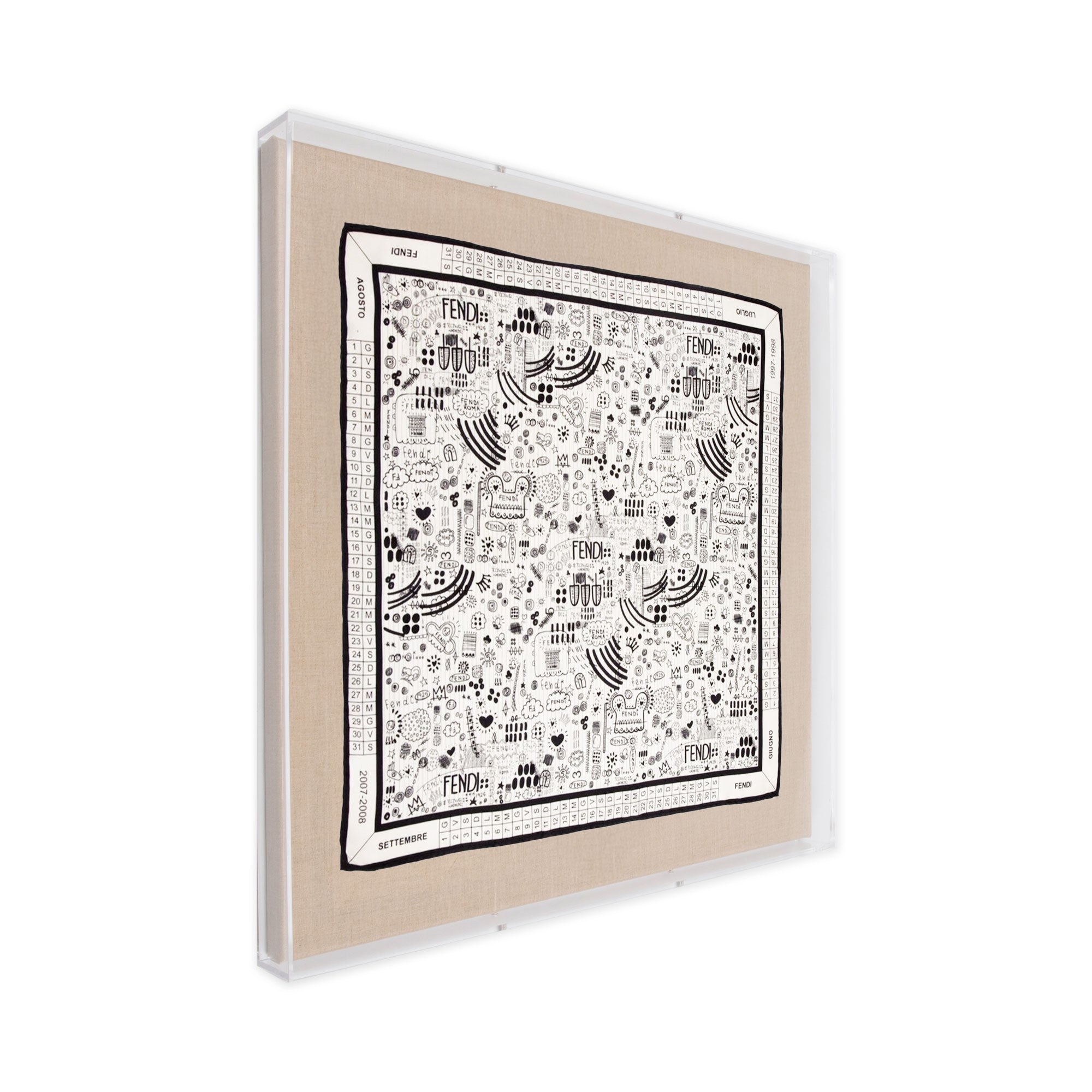 Framed Fendi Graffiti Scarf in a 24x24x2 Shadowbox