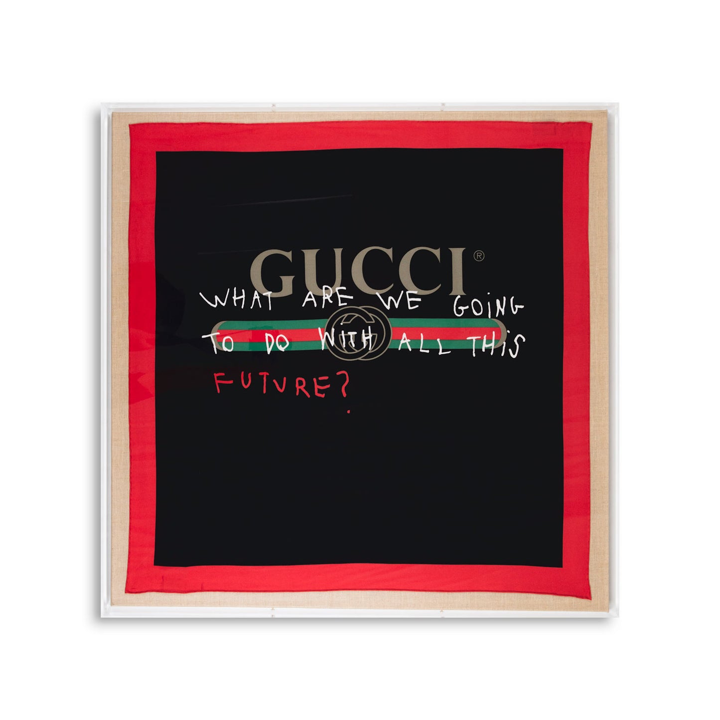 Framed Gucci Future Coco Captain Scarf in a 36x36x2 Shadowbox