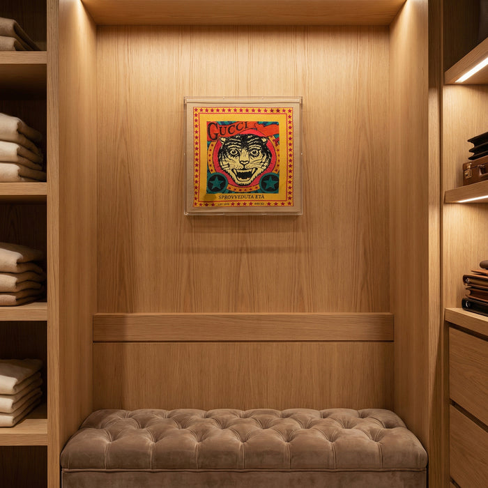 Framed Gucci Sprovveduta Età Scarf in a 20x20x2 Shadowbox