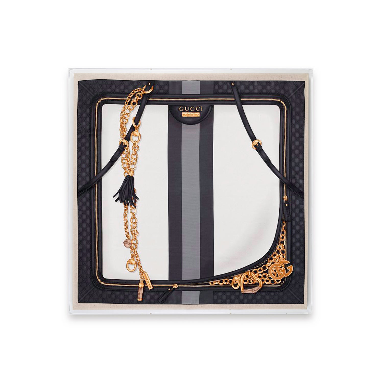 Framed Gucci Unzip Scarf in a 36x36x2 Shadowbox