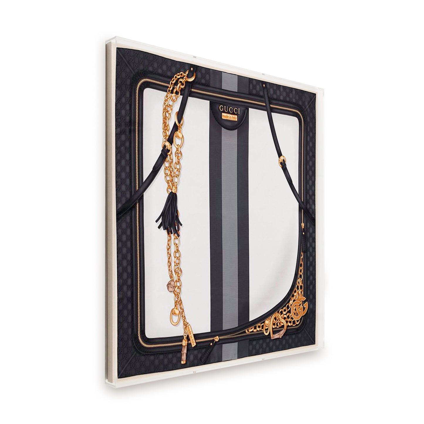 Framed Gucci Unzip Scarf in a 36x36x2 Shadowbox