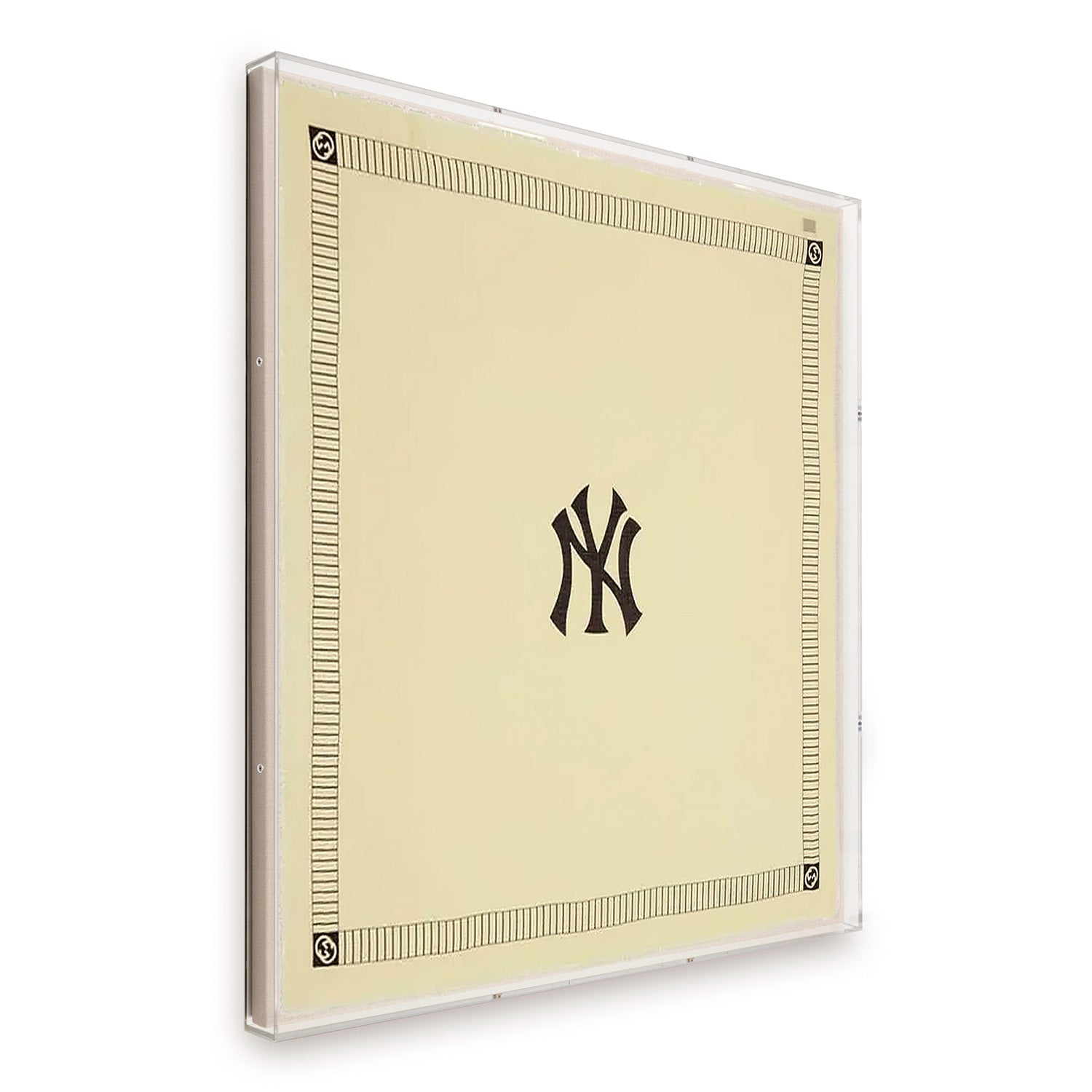 Framed Gucci New York Yankees Silk Scarf 58x58x2 Shadowbox