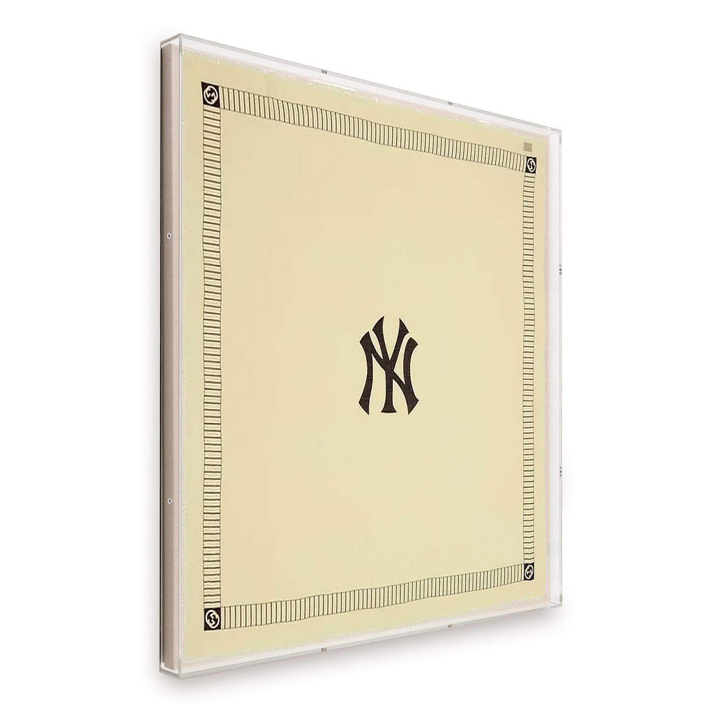 Framed Gucci New York Yankees Silk Scarf 58x58x2 Shadowbox