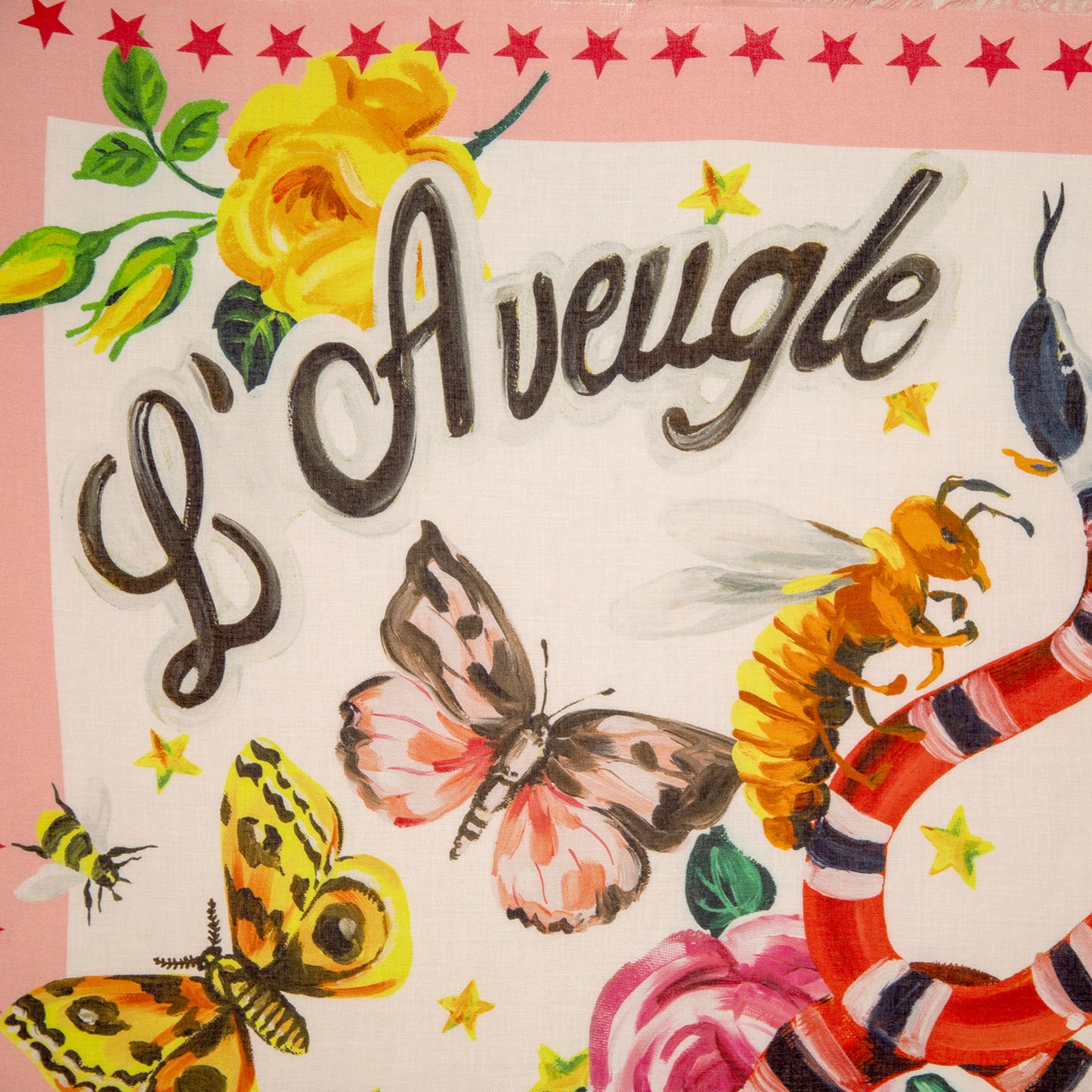 Framed Gucci L'Aveugele Par Amour Scarf in a 58x58x2" Shadowbox