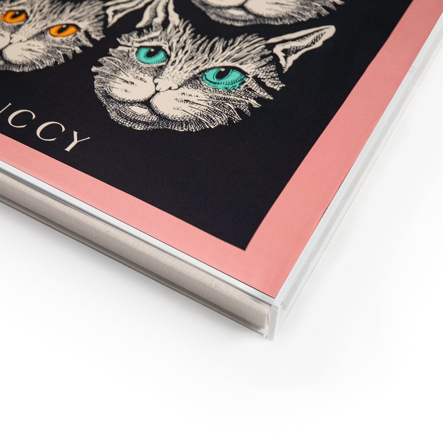 Framed Gucci Cruise 2018 Foulard Forcats Mystic Cat in a 36x36x2" Shadowbox